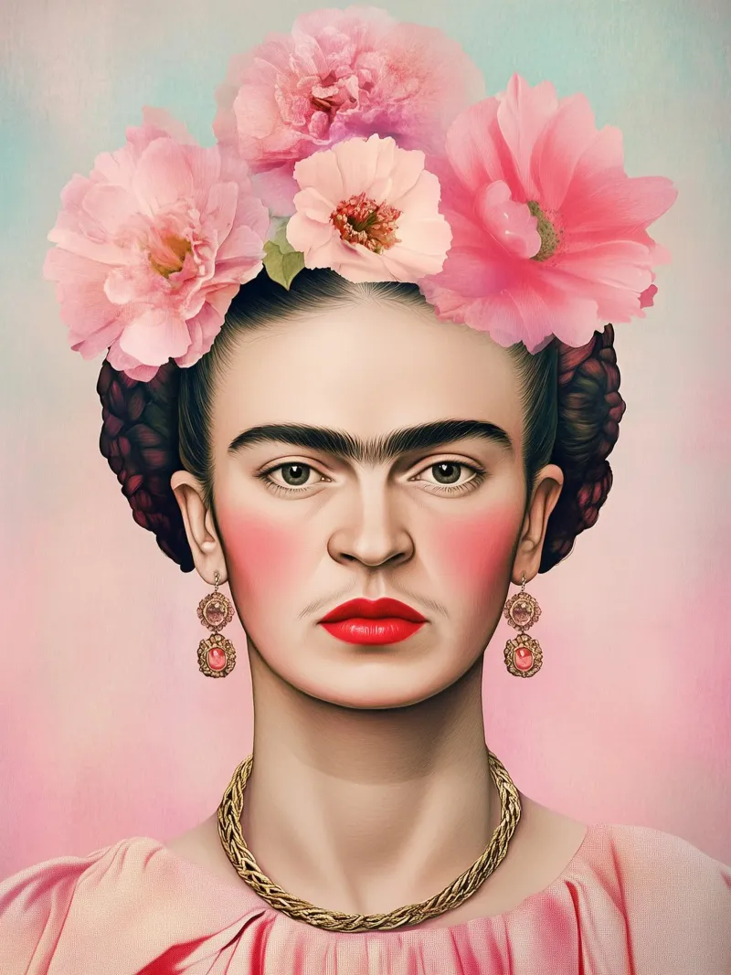 Pink dreams with Frida Kahlo poster by Carinaprint