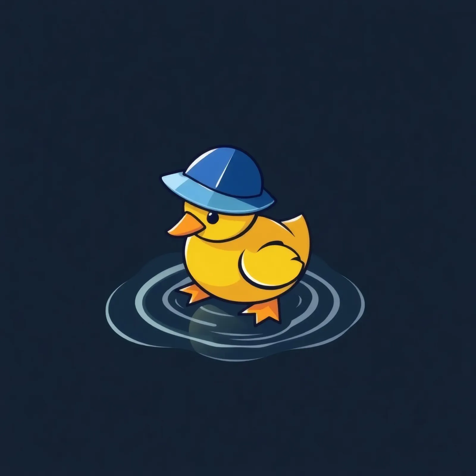 Anatra colorata con cappello blu galleggia nell'acqua increspata pellicola backlit da DesignDoodle