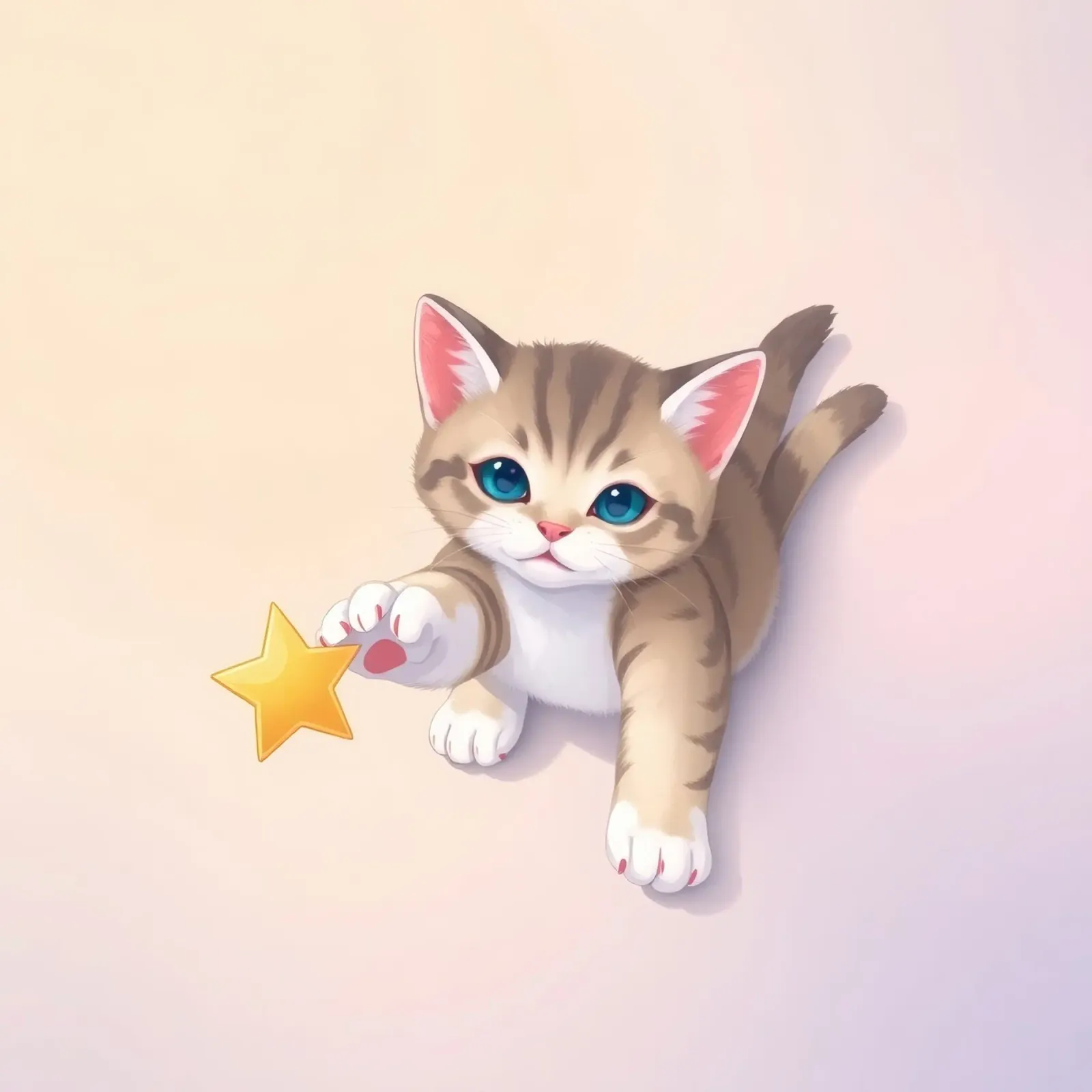 Chaton mignon qui cherche à attraper une étoile jaune brillante hahnemühle de DesignDoodle