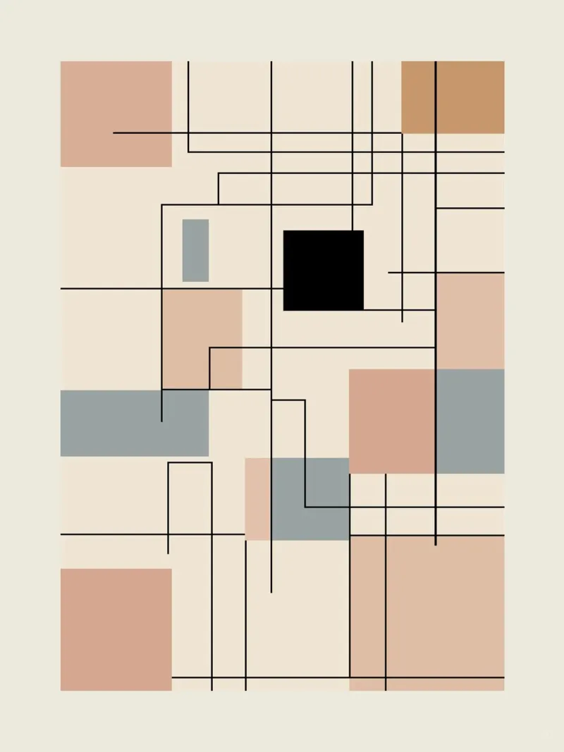 Geometrisch-abstraktes Poster Poster mit Holzrahmen von OkleoStudio