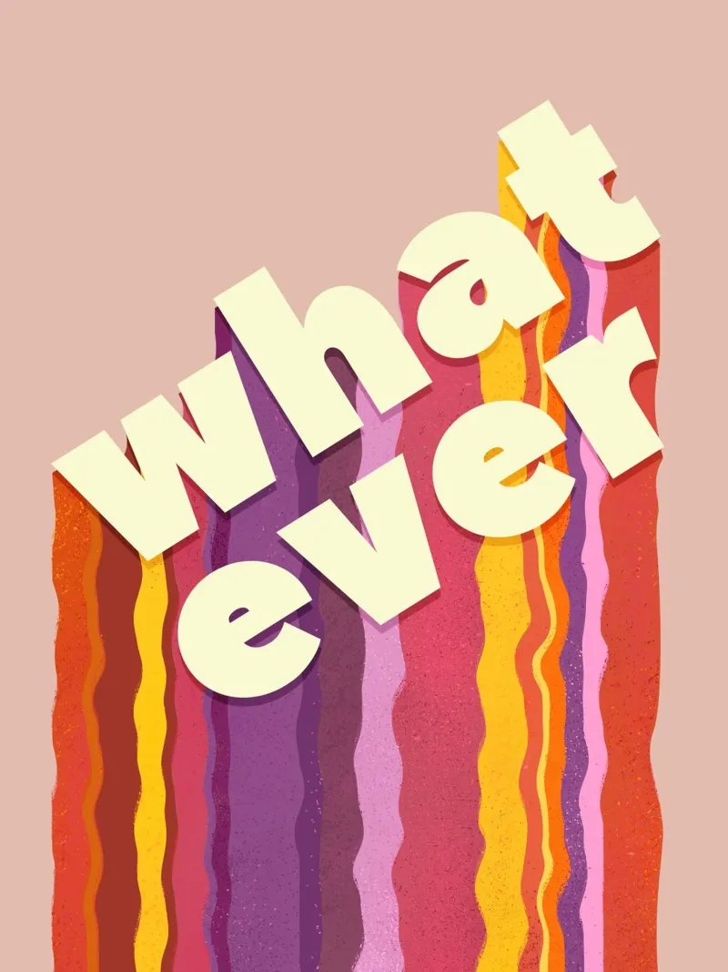 Retro "Whatever" – Wavy 3D Typography Print canvas by showmemars