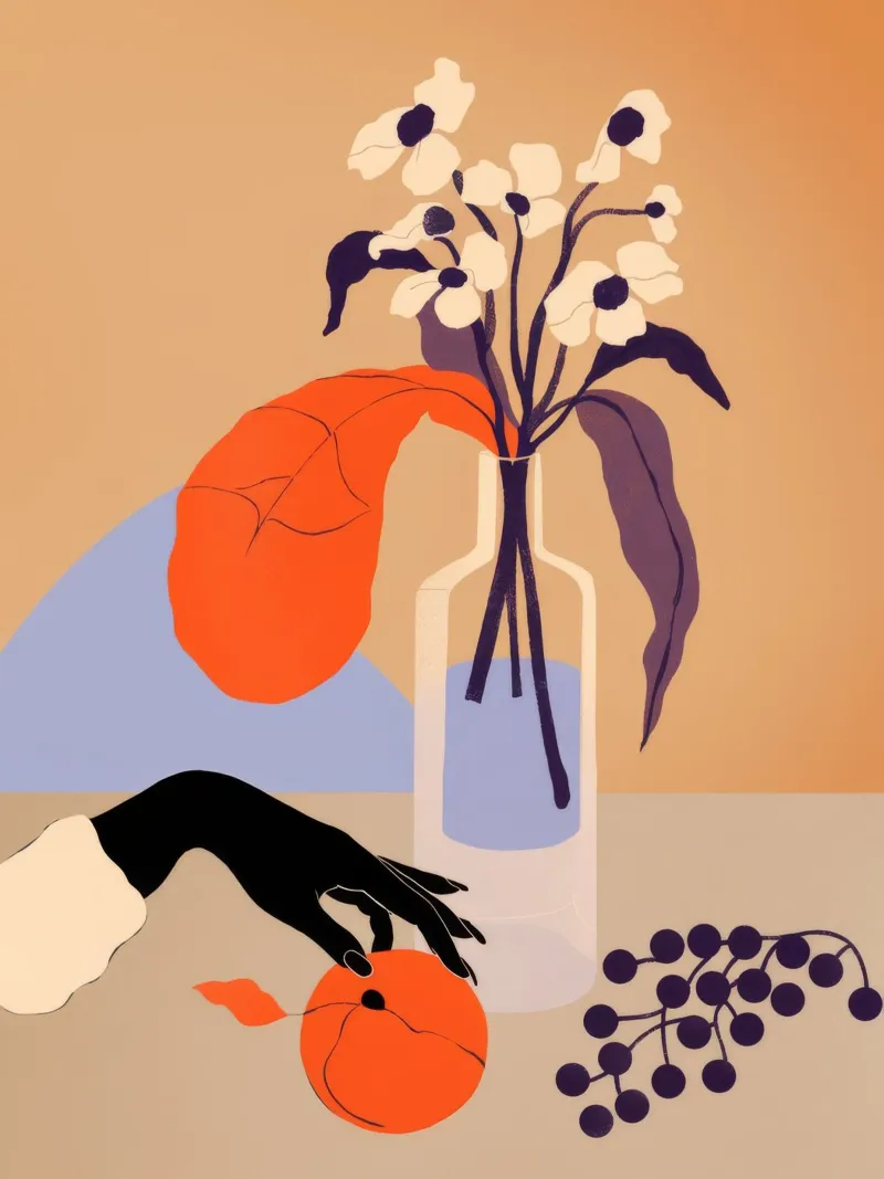 Composizione di natura morta poster con telaio in legno da Demar Galleria