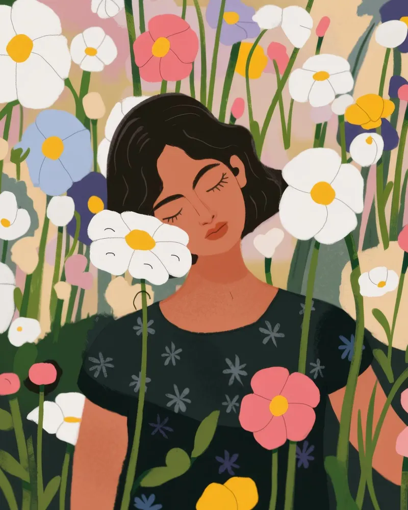 Flower Field Portrait canvas by Demar Galleria