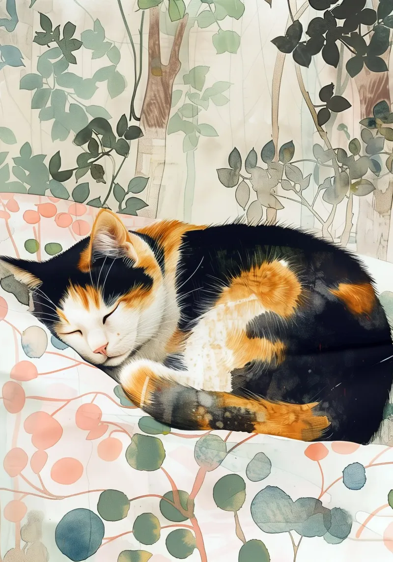 Chaton endormi hahnemühle de Justyna Jaszke JBJart