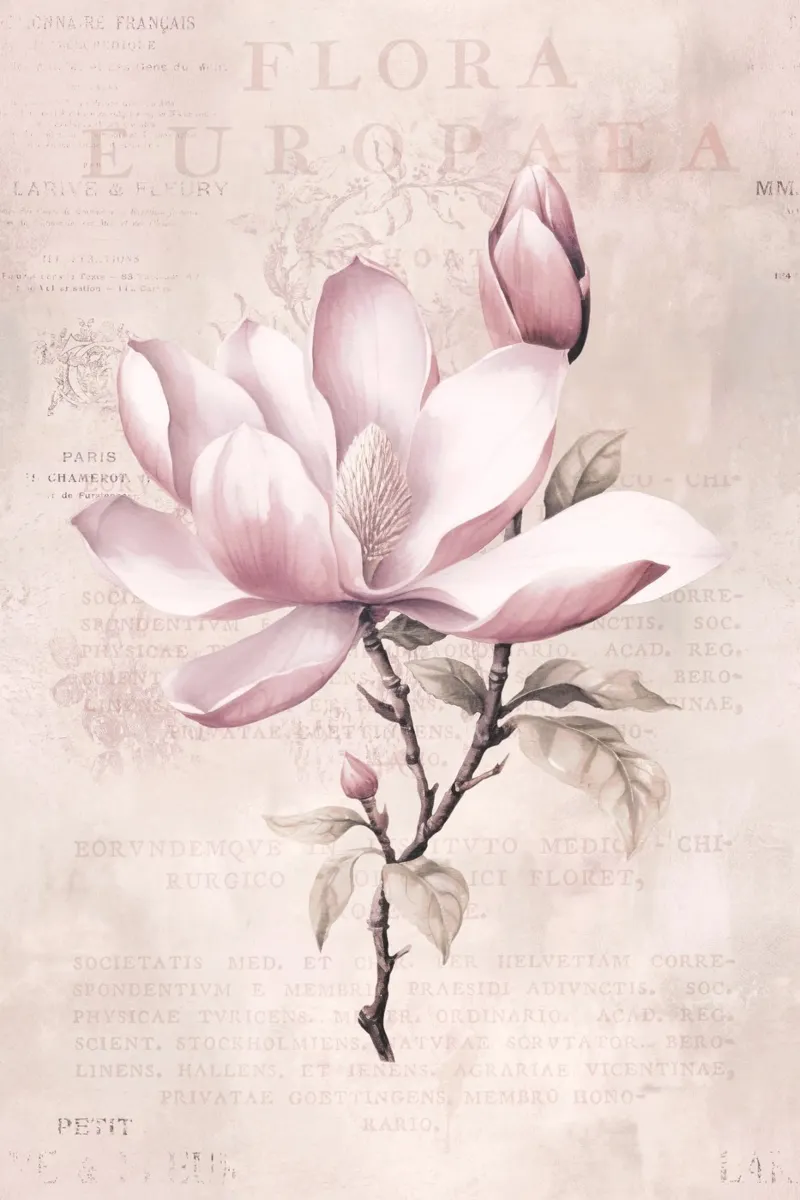 Magnolia Spring Romance Rosa Pastello III poster con telaio in alluminio da Andrea Haase Floral Passion