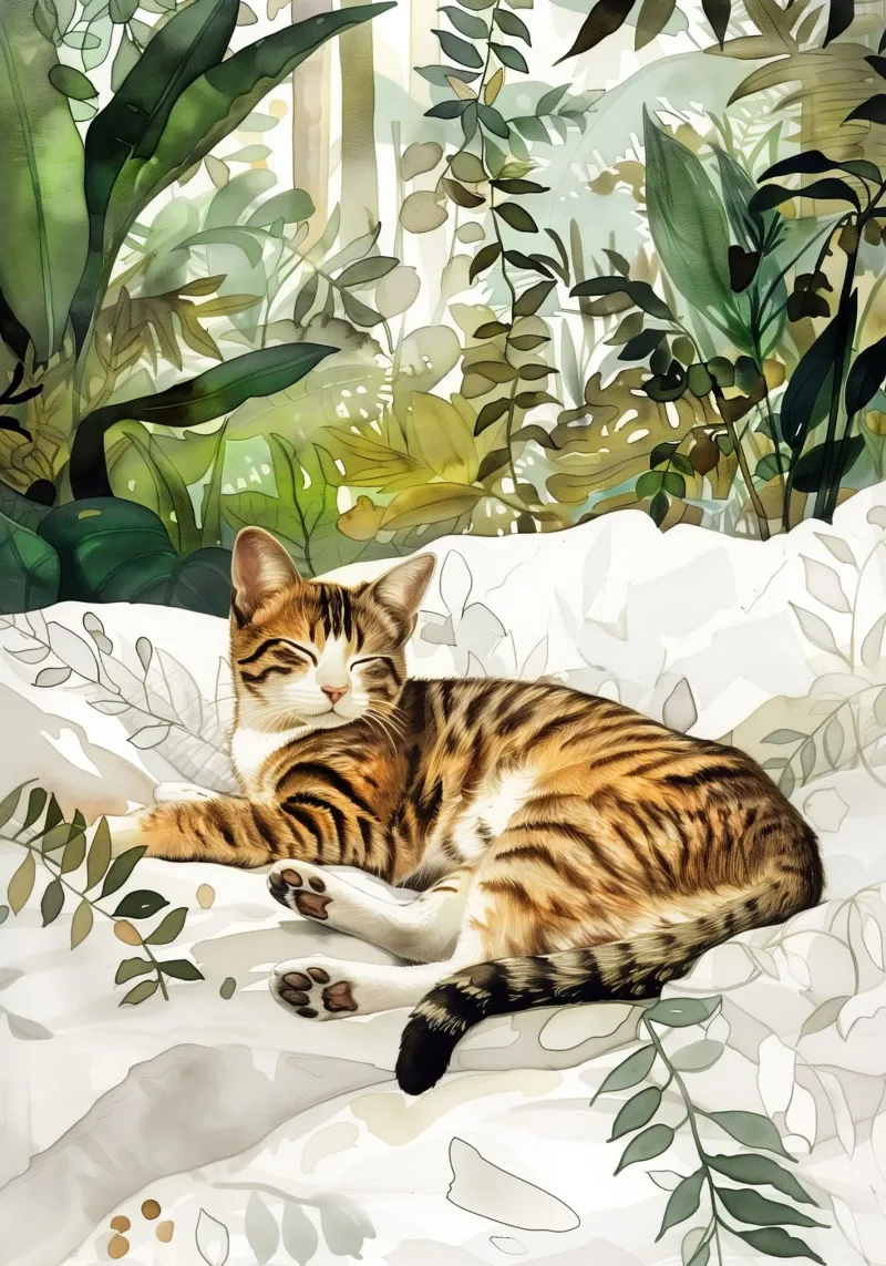 Gatto a letto pellicola backlit da Justyna Jaszke JBJart