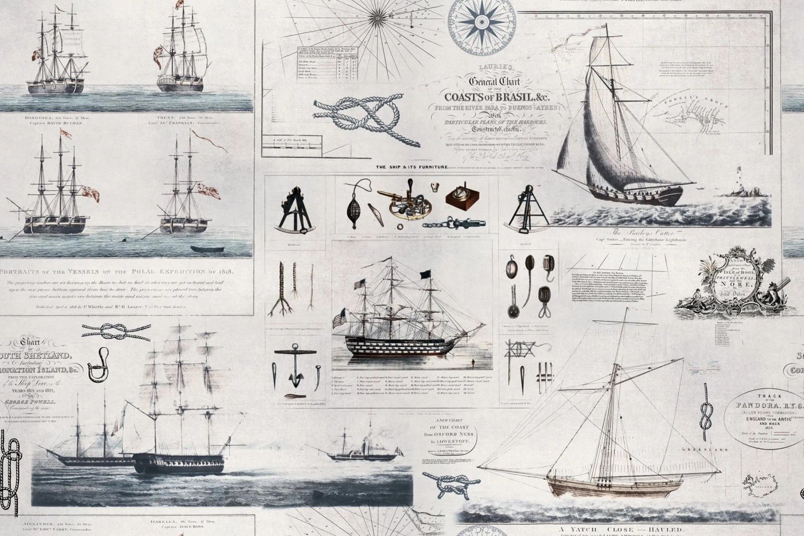 Vintage Nautical Theme Collage poster by Andrea Haase Vintage World