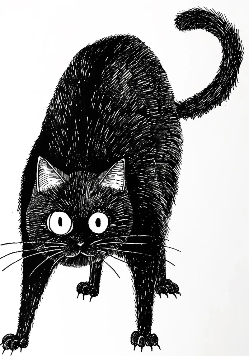 Black cat hahnemühle by Justyna Jaszke JBJart