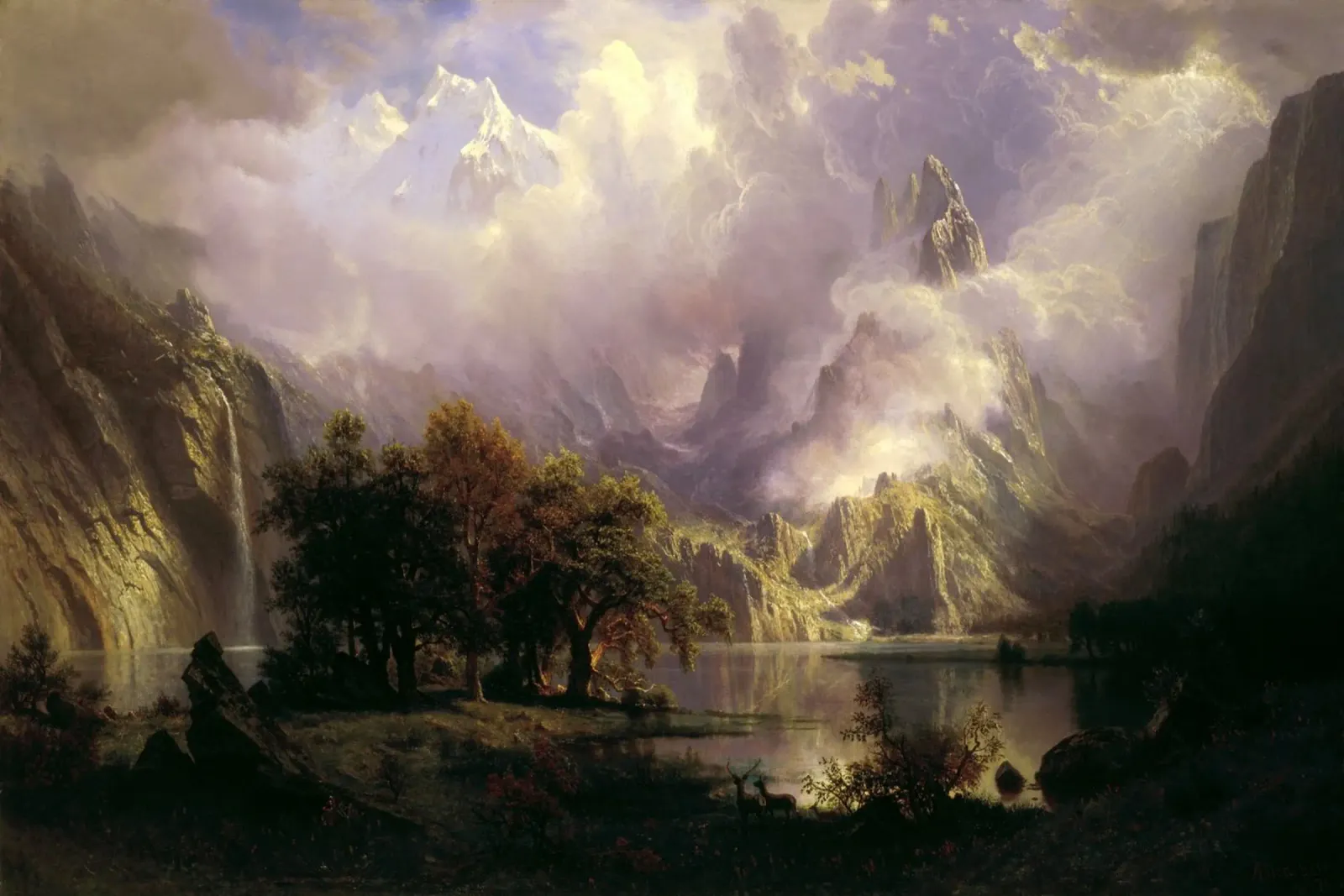 Albert Bierstadt - Paesaggio delle Montagne Rocciose poster da Timeless Artworks