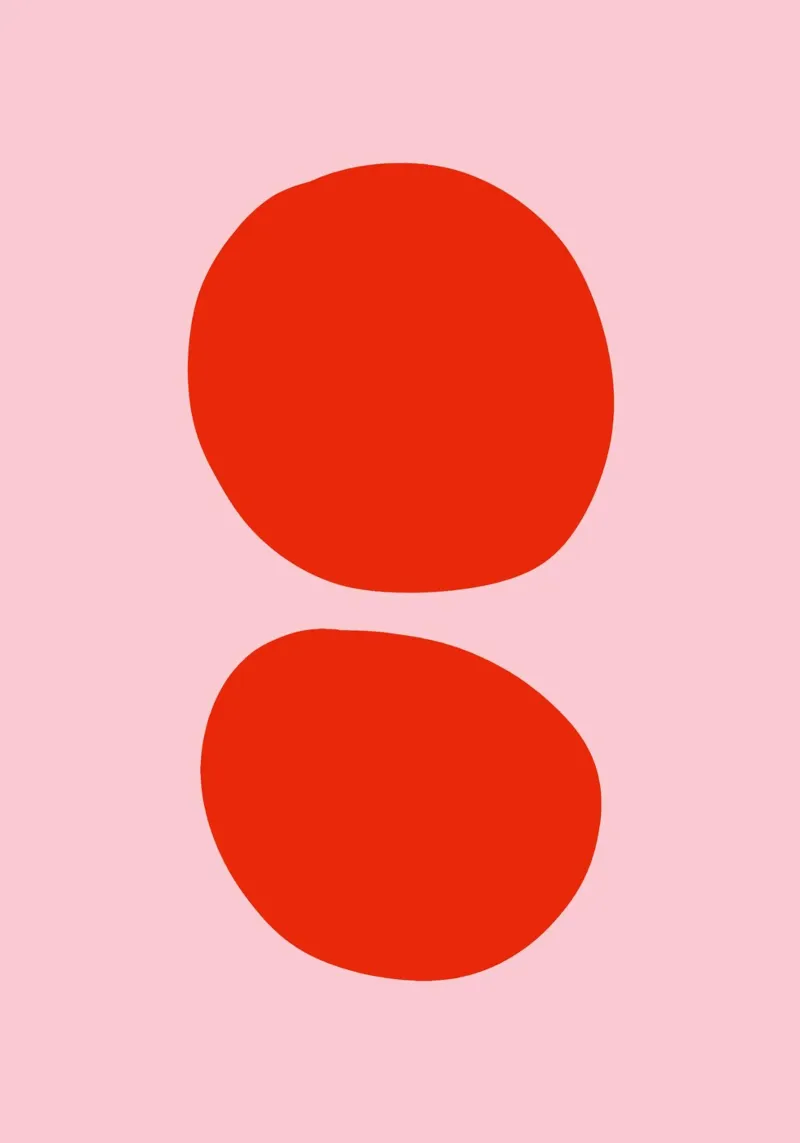 Rosa und rote Punkte poster con telaio in alluminio da BAINAI KIDS