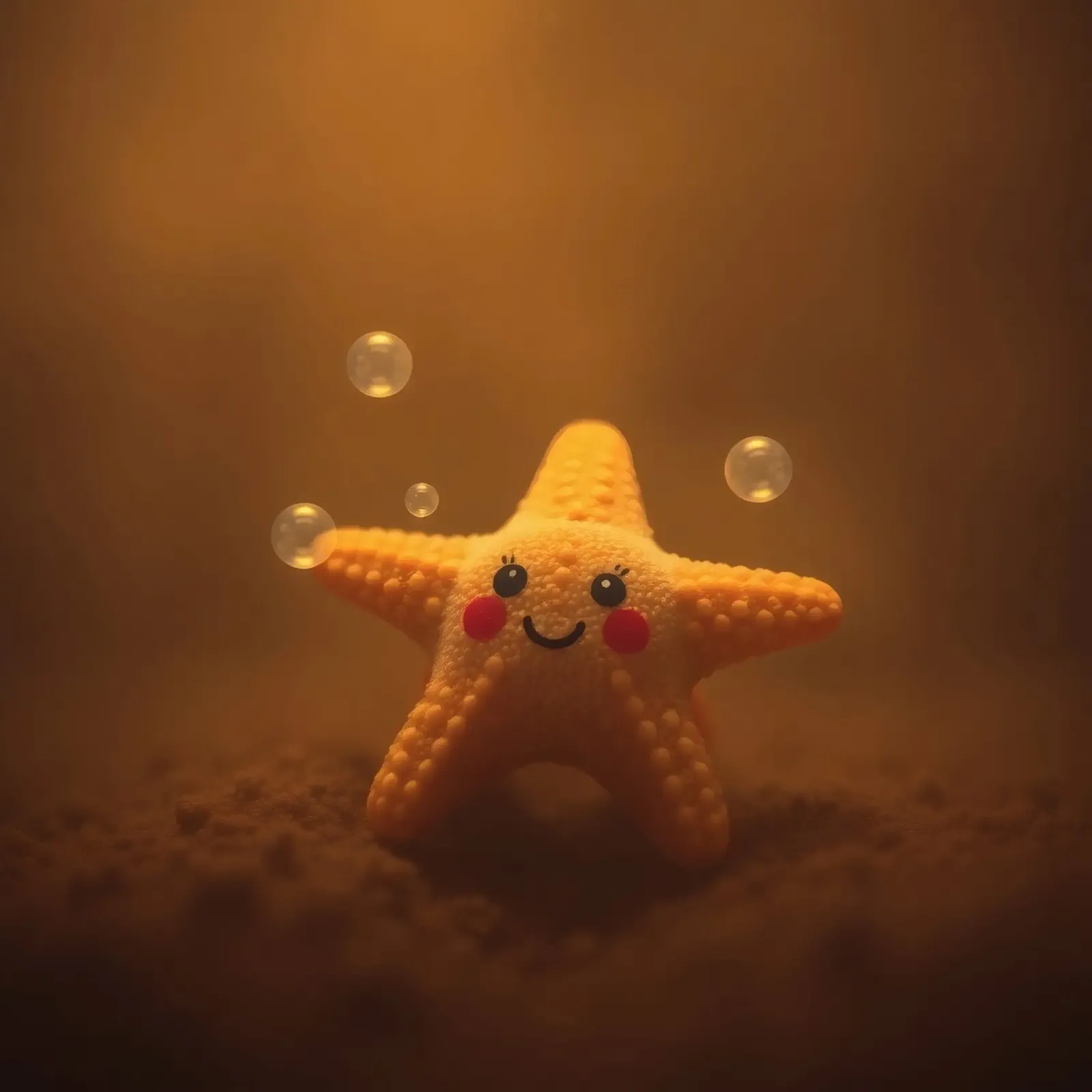 starfish with a smiling face and bubbles in a warm water canvas by DesignDoodle