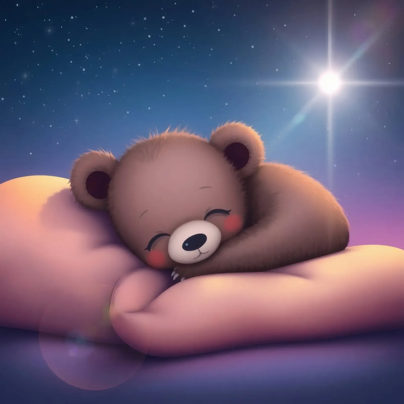 Tenero cucciolo d'orso che dorme pacificamente su una mano gentile pellicola backlit da DesignDoodle