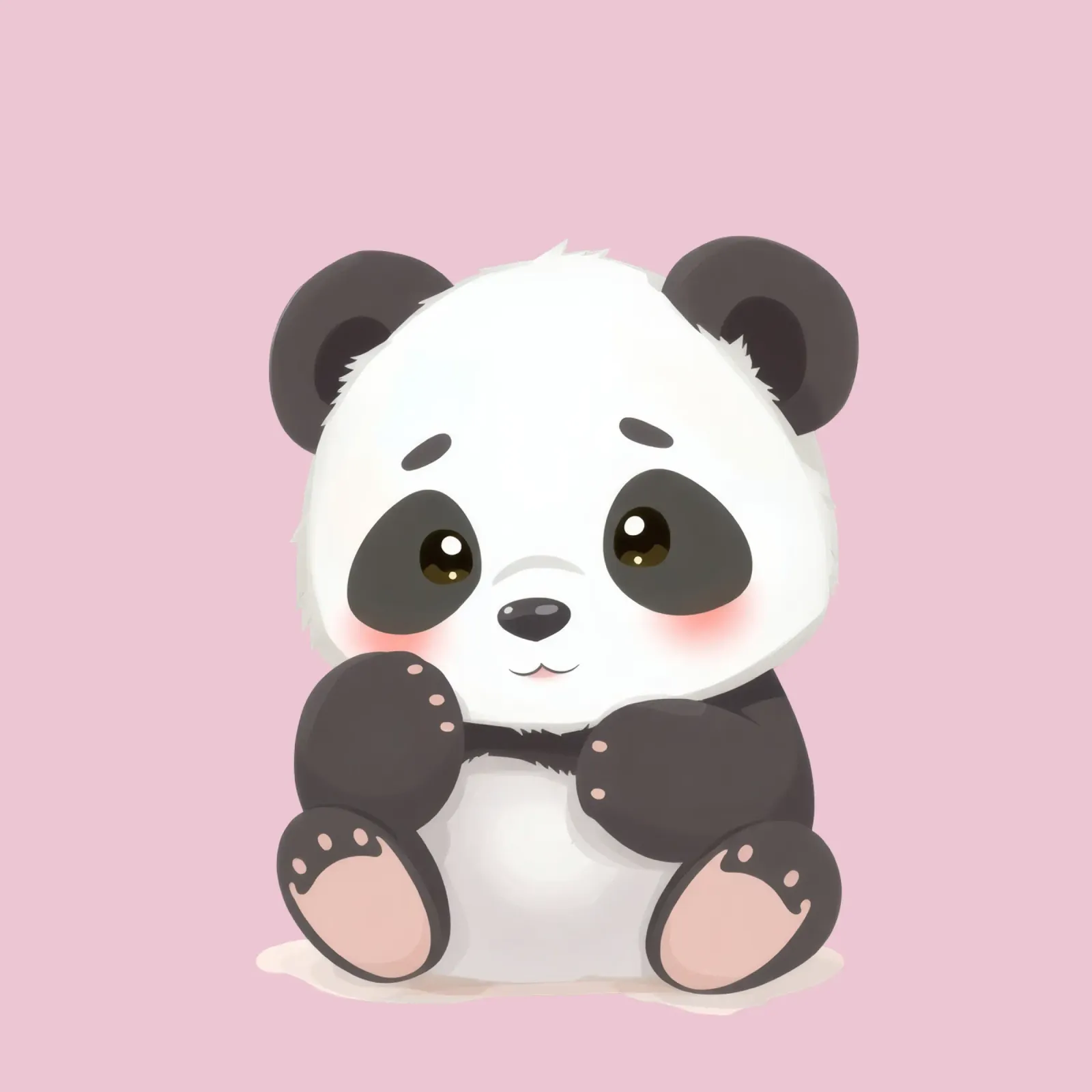 Mignon panda de dessin animé assis avec une expression adorable hahnemühle de DesignDoodle