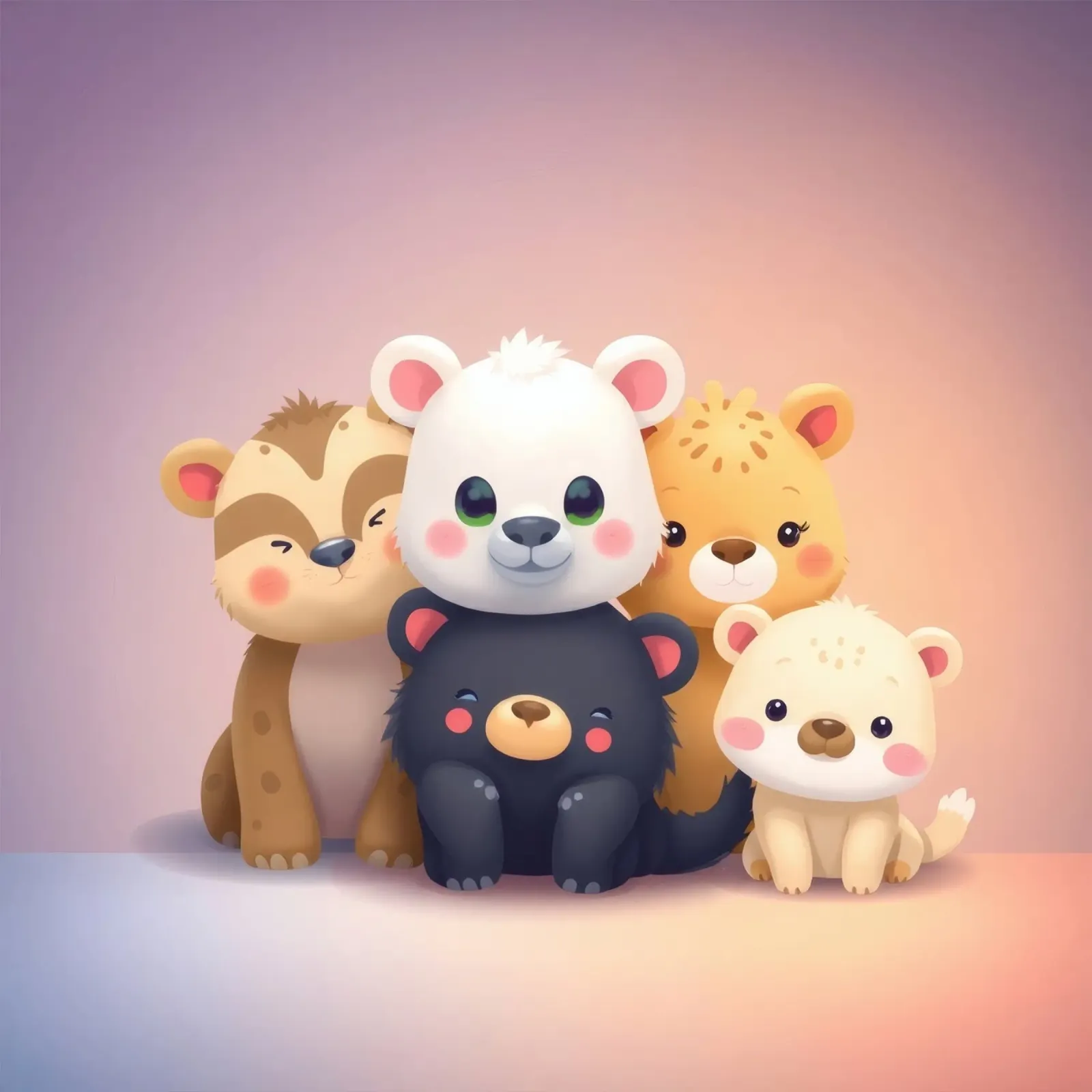 Cute cartoon animals gather together in a playful arrangemen hahnemühle by DesignDoodle