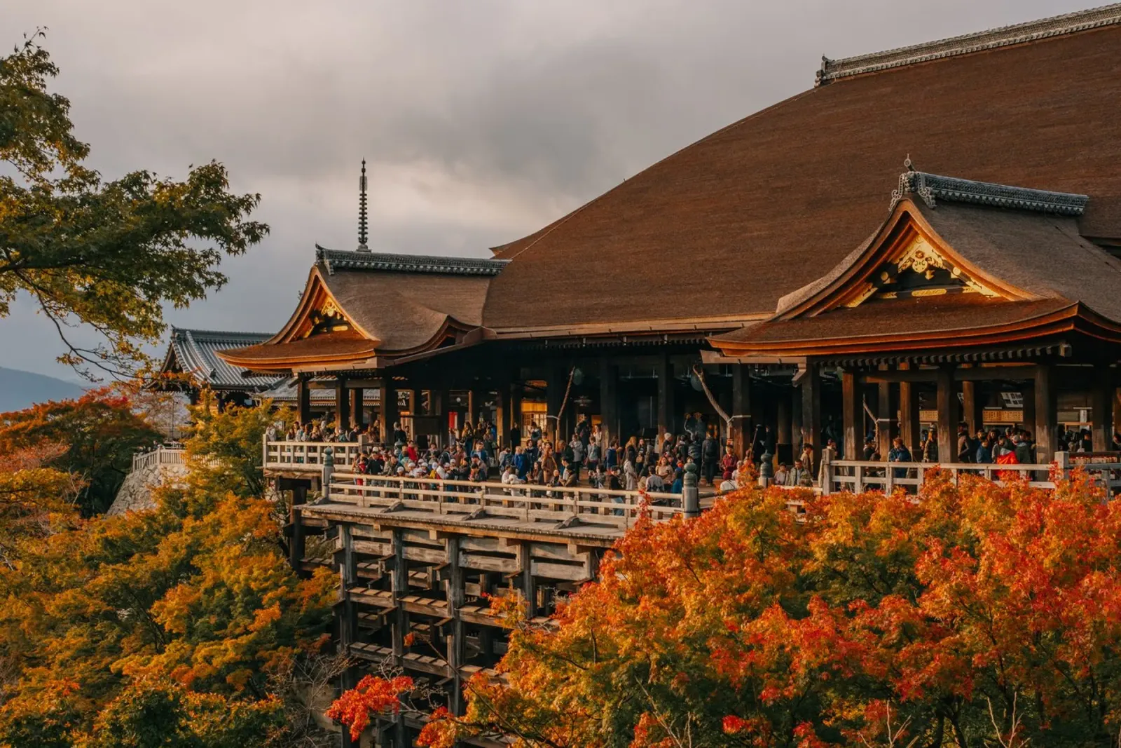 Kiyomizu-dera in Kyoto in Autumn pellicola backlit da Marcel Bisig