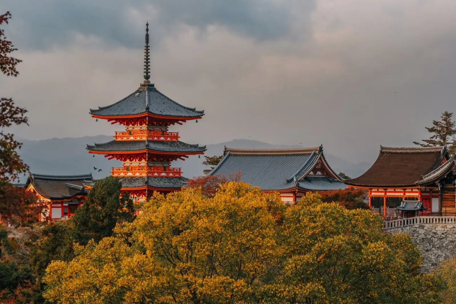 Kiyomizu-dera tempelpagode in de herfst in Kyoto canvas van Marcel Bisig