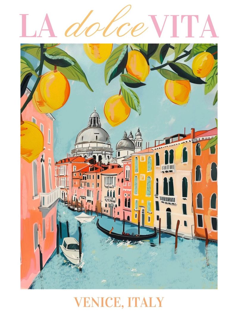 Venedig Wandkunst, Italienisches Poster, Italienische Illustration Kunst Poster von Bella Studio