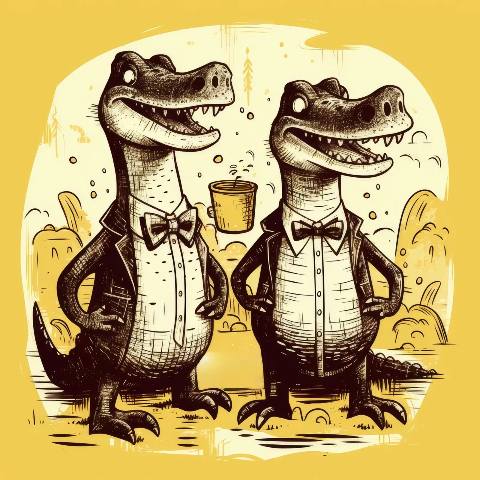 Retro Alligator Duo pellicola backlit da Funny Animals