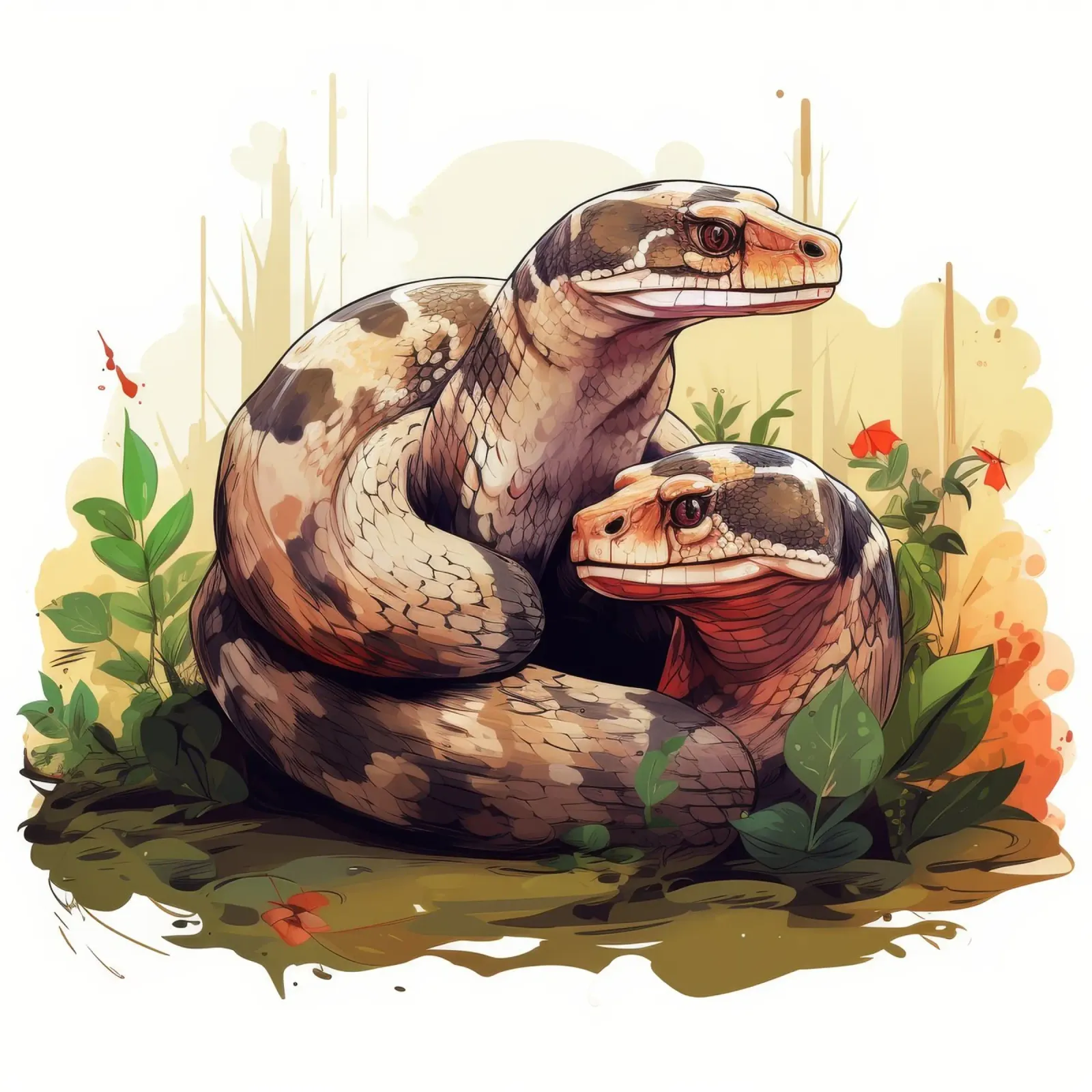 Retro Lustige Niedliche Boa Constrictors Cartoons Hahnemühle von Funny Animals