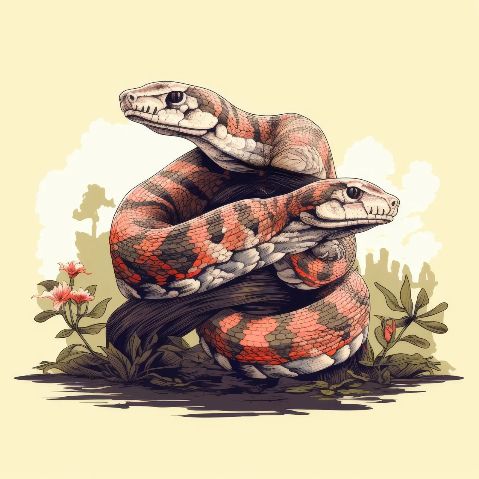 Duo di Boa Constrictor retrò pellicola backlit da Funny Animals