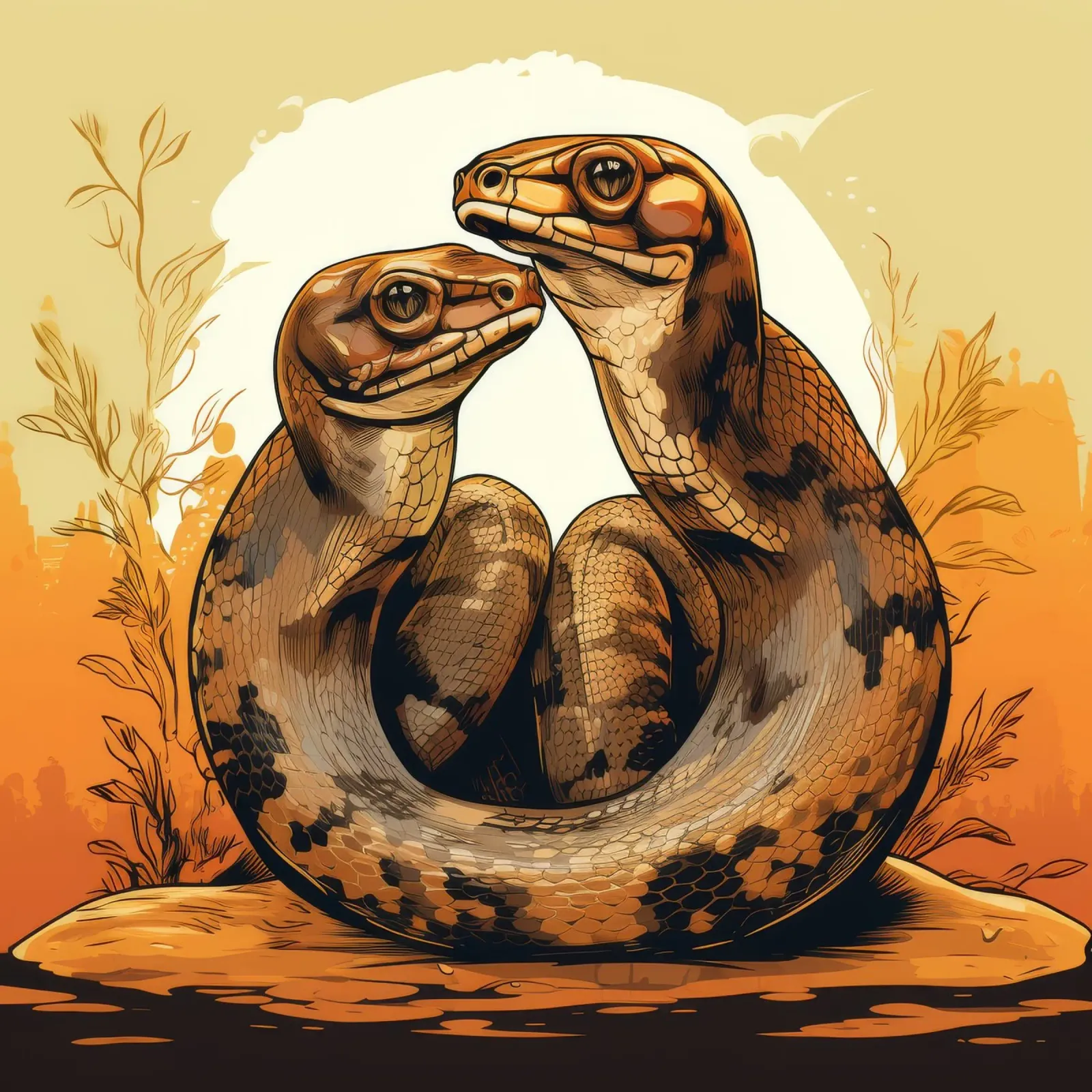 Duo di Boa Constrictor retrò pellicola backlit da Funny Animals