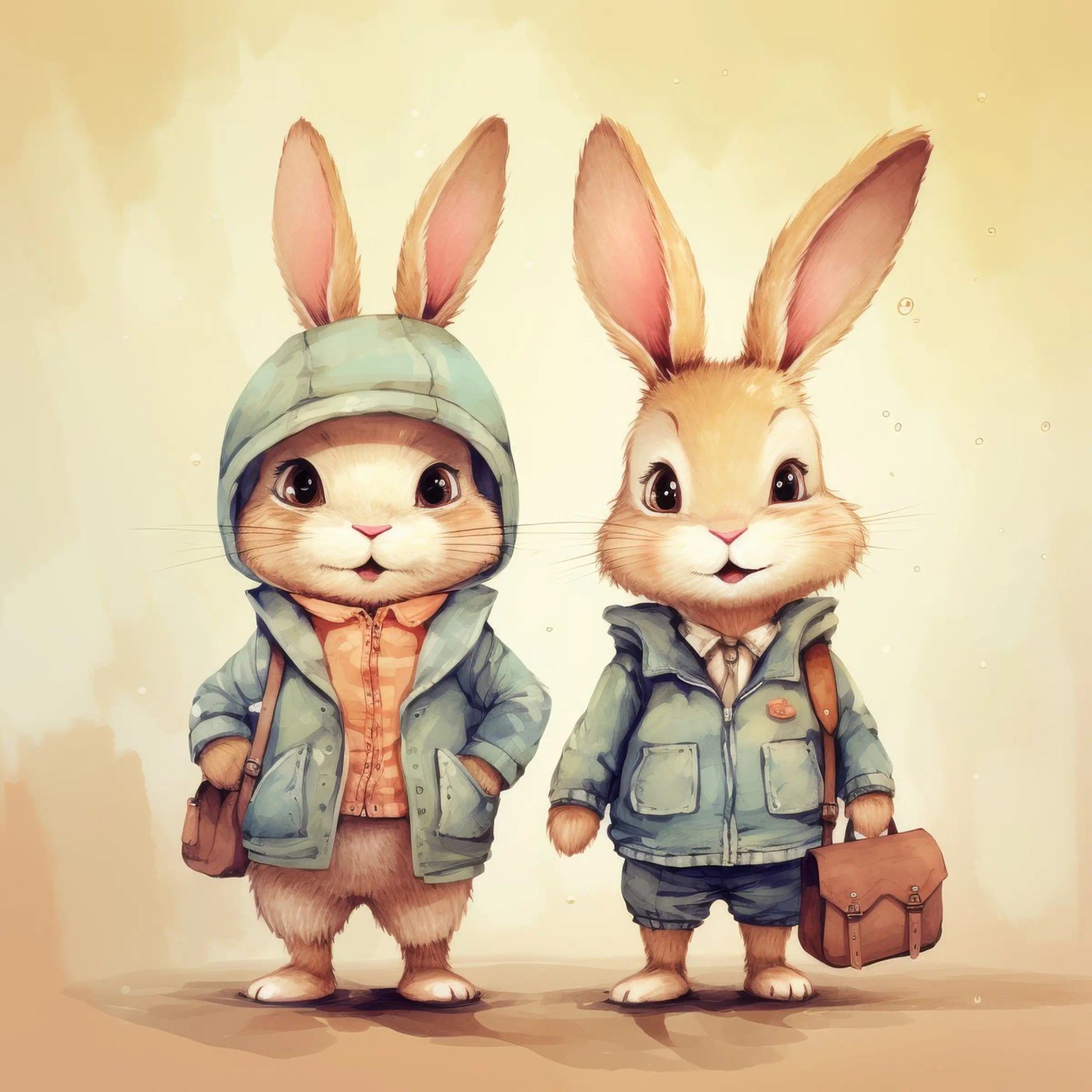 Retro Bunny Duo Poster von Funny Animals