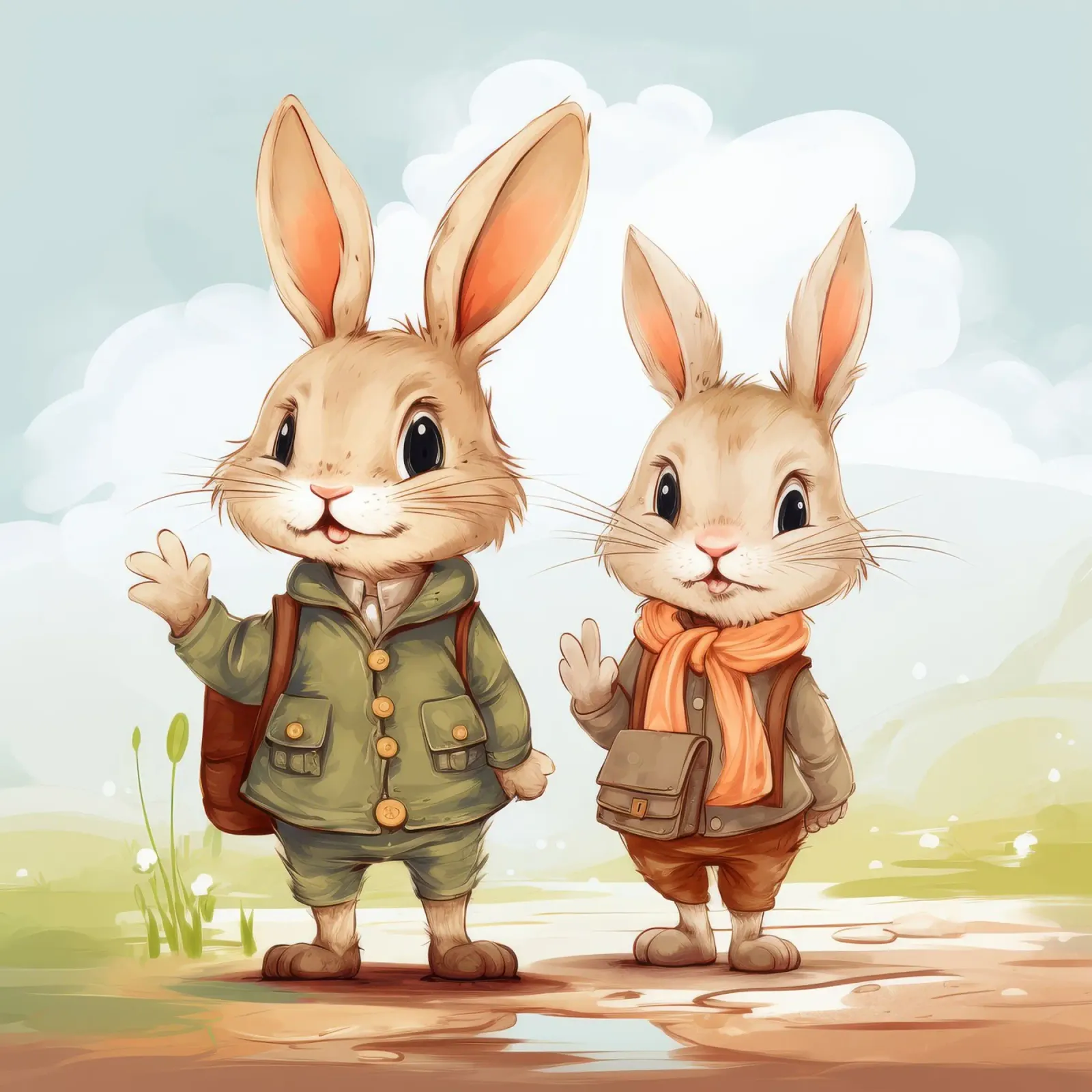 Retro Bunny Duo pellicola backlit da Funny Animals