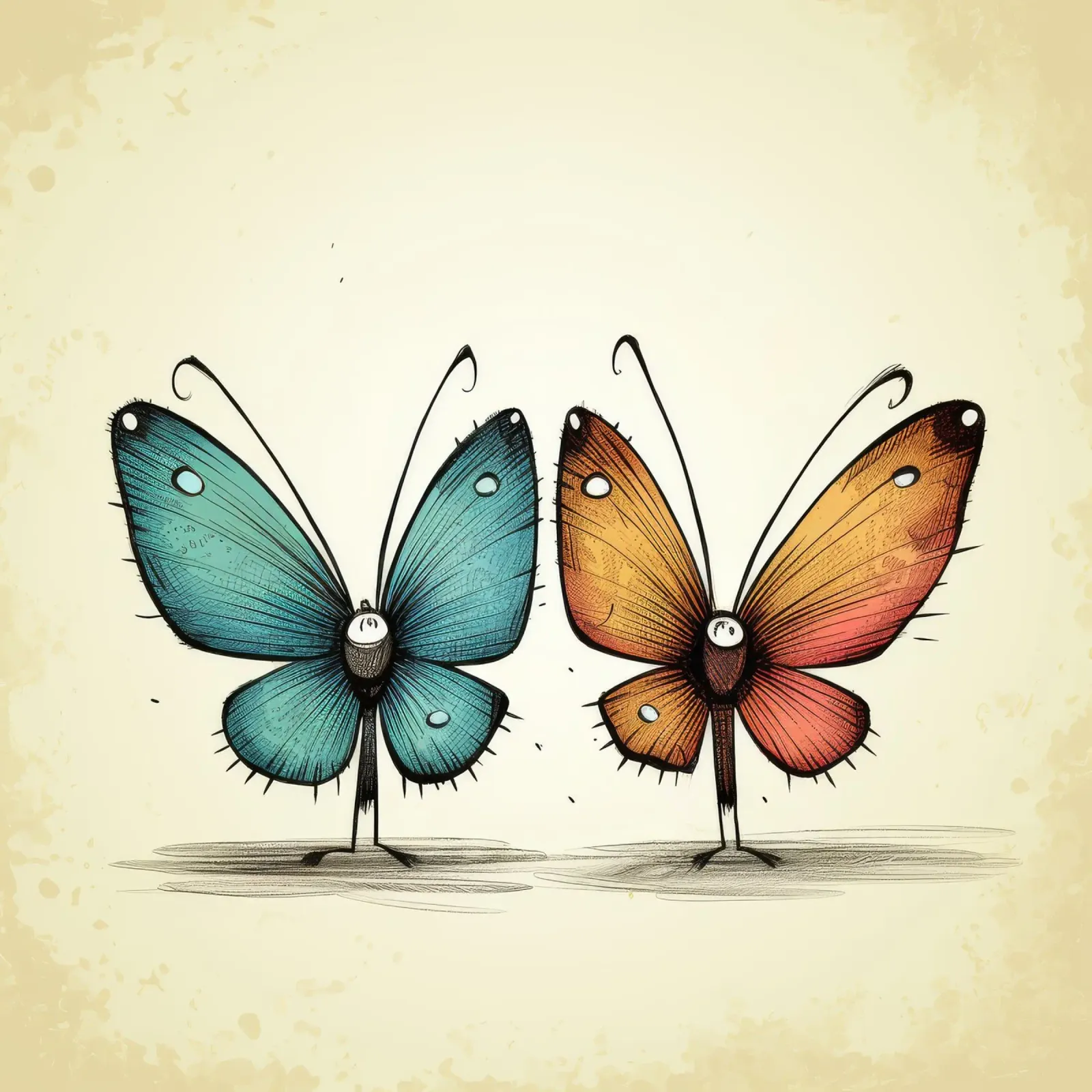Retro Butterfly Duo canvas by Funny Animals