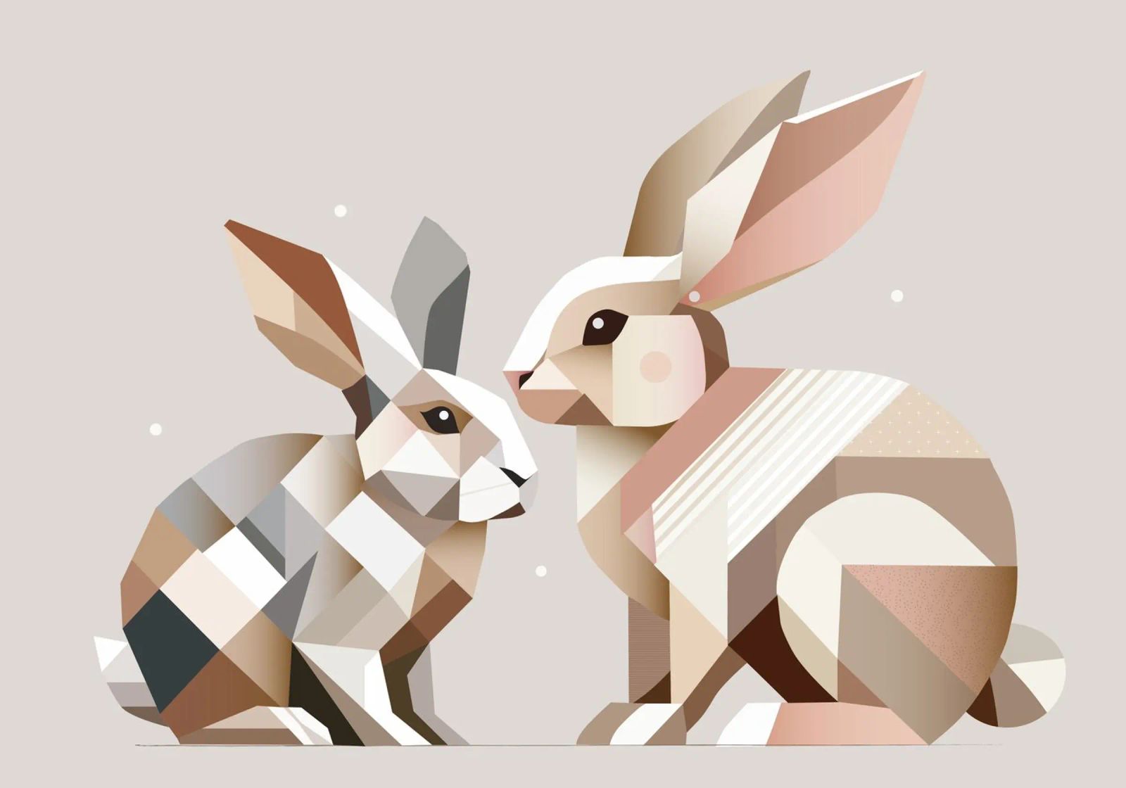 Two rabbits in geometric representation poster by namosh