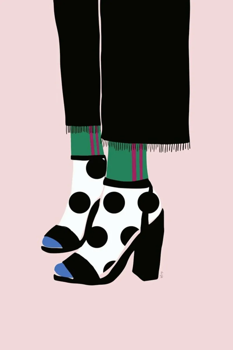 Polka Dot Socks in Heels Leinwand von Linda Gobeta