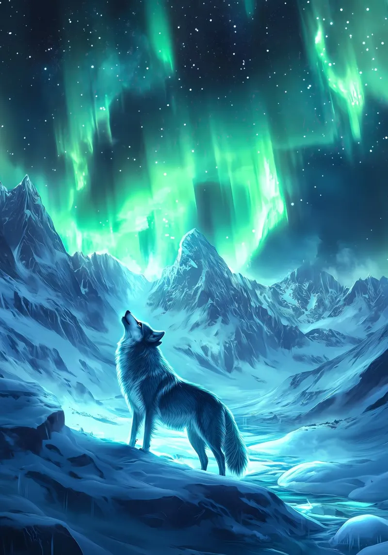 Animale lupo poster con telaio in alluminio da Pierre Walton