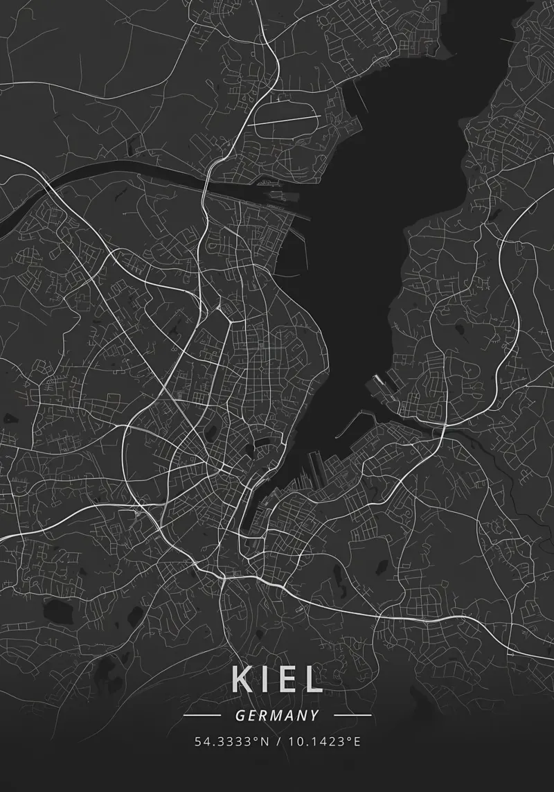 Kiel, Germania poster con telaio in legno da Christopher Adams