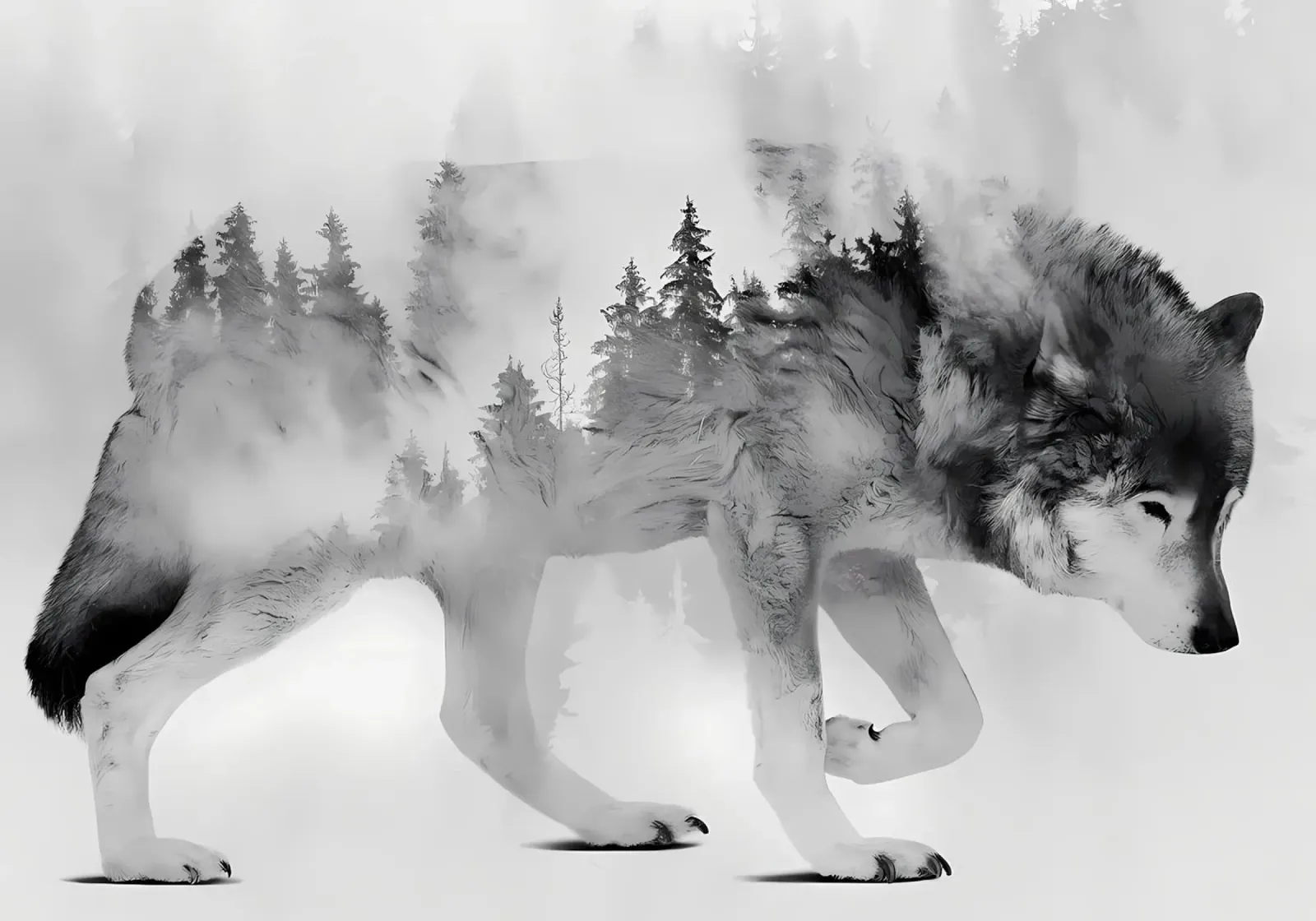 Animale lupo pellicola backlit da Pierre Walton