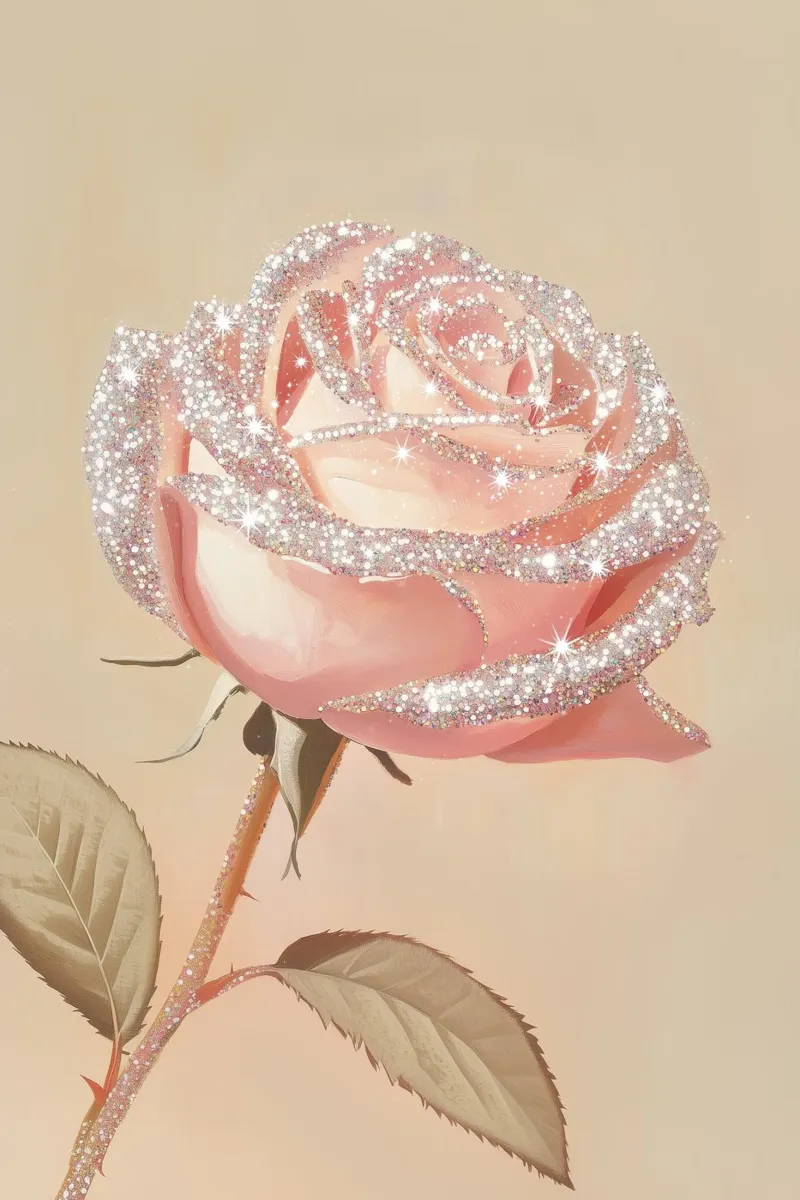Rosa con accenti glitterati pellicola backlit da Melloi Art Print