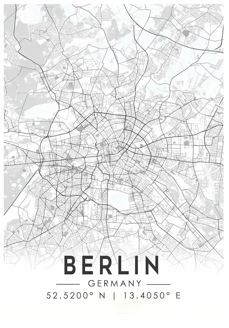 Plattegrond Berlijn canvas met Baklijst van Christopher Adams