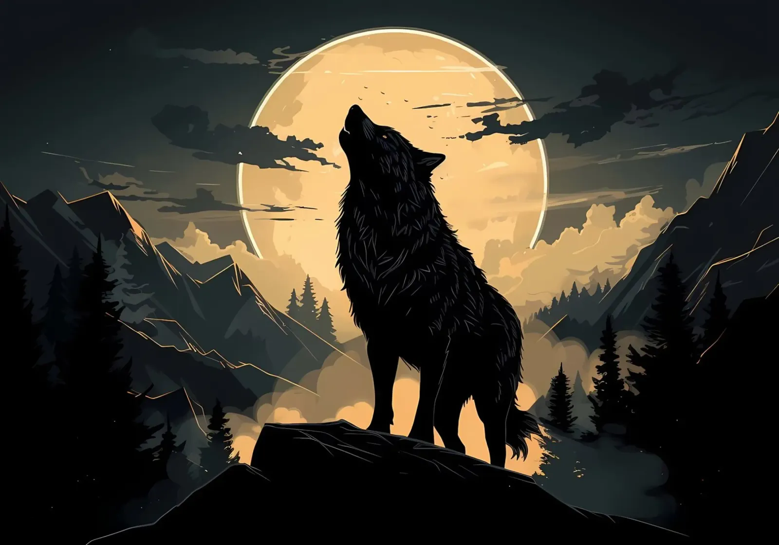 Wolf Dier backlit folie van Pierre Walton
