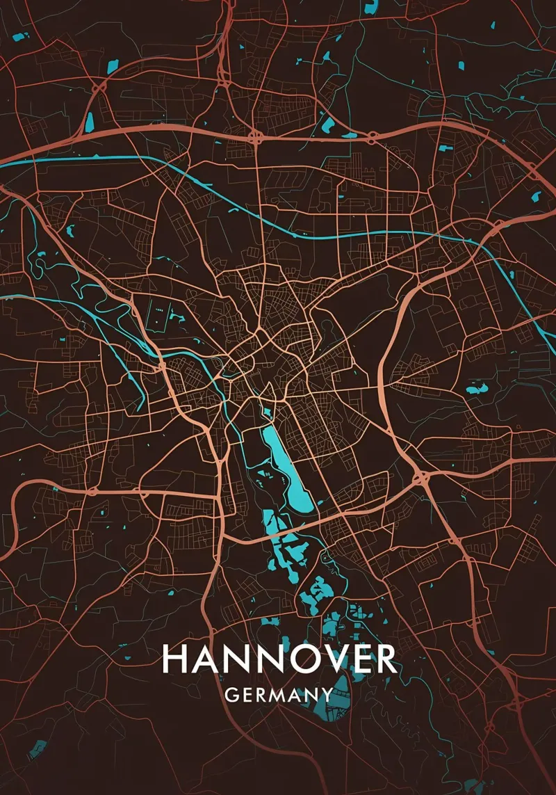Plan de la ville de Hanovre film rétro-éclairé de Christopher Adams