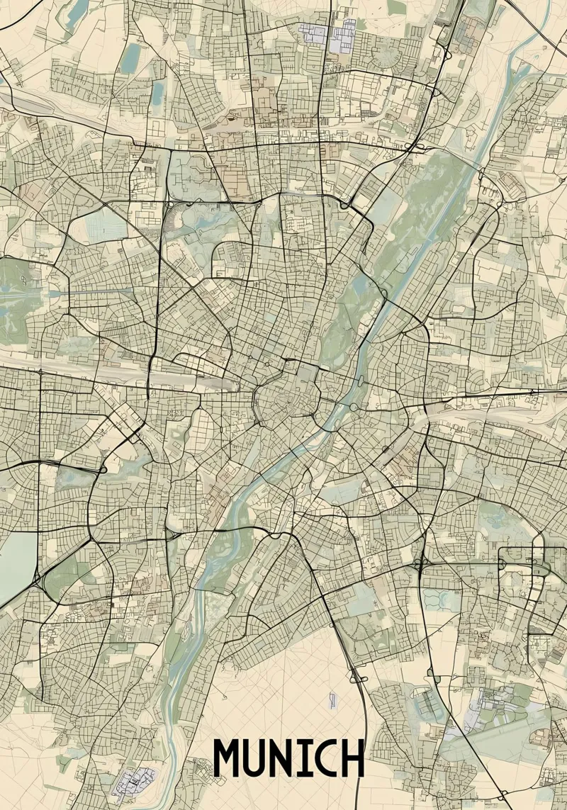 Munich City Map canvas by Christopher Adams