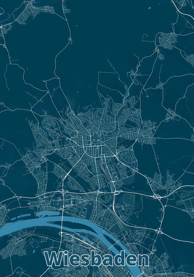 Wiesbaden Stadtplan Poster von Christopher Adams