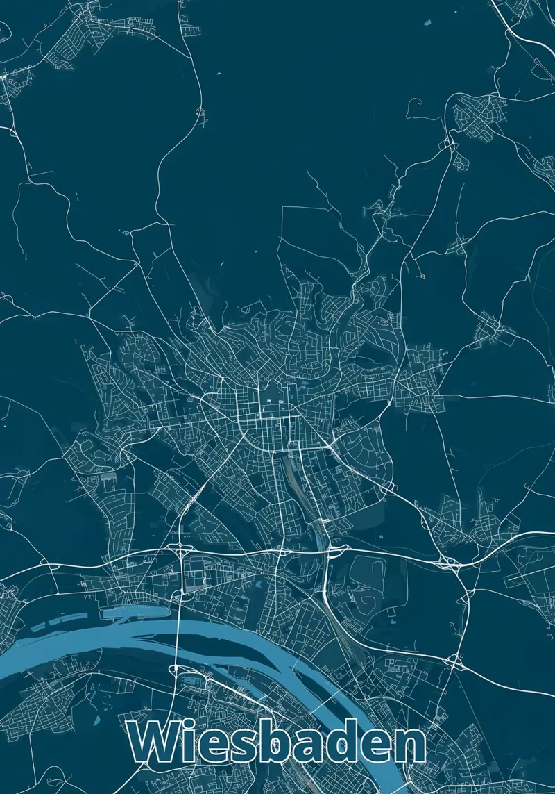 Wiesbaden Stadsplattegrond canvas met Baklijst van Christopher Adams