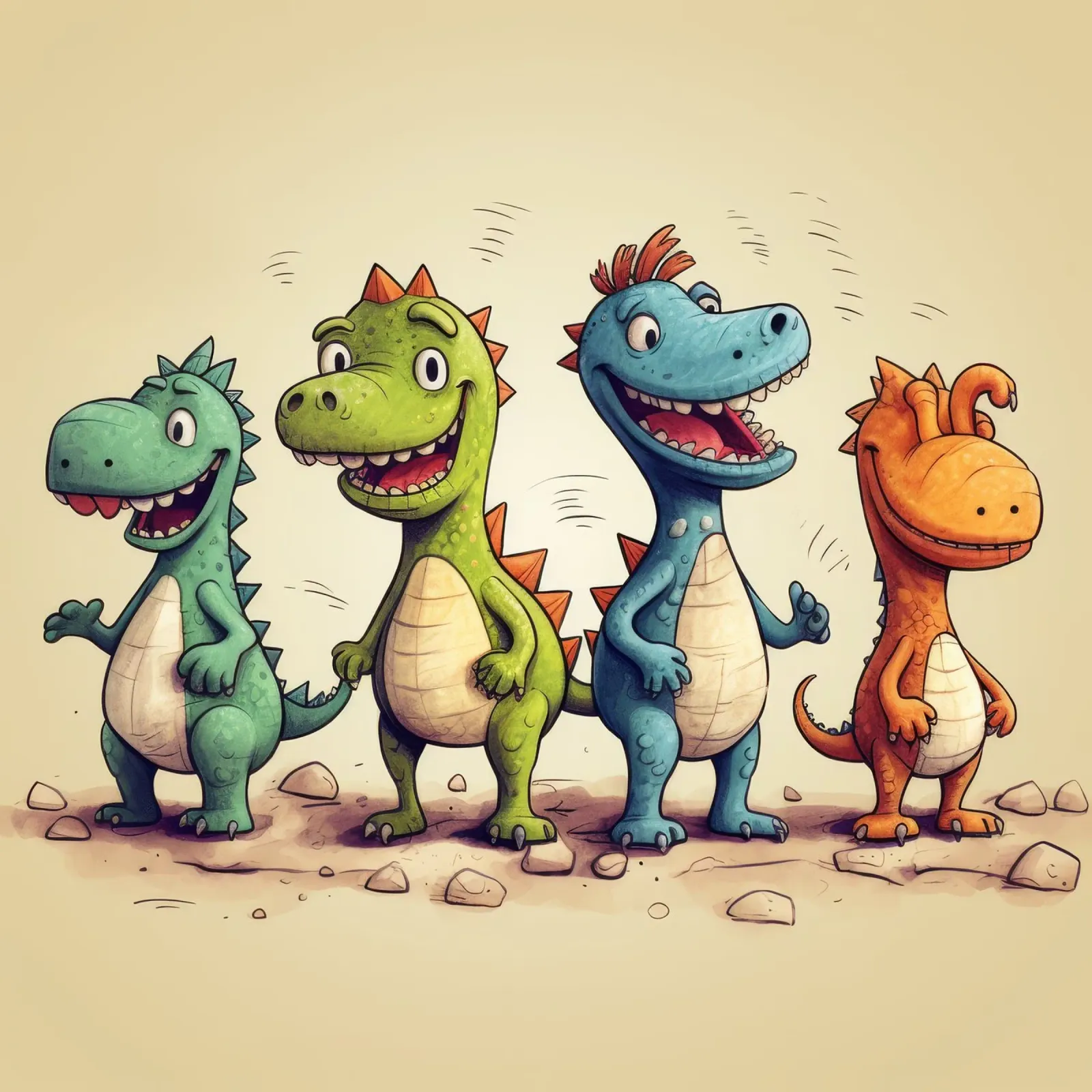 Gang di dinosauri retrò pellicola backlit da Funny Animals