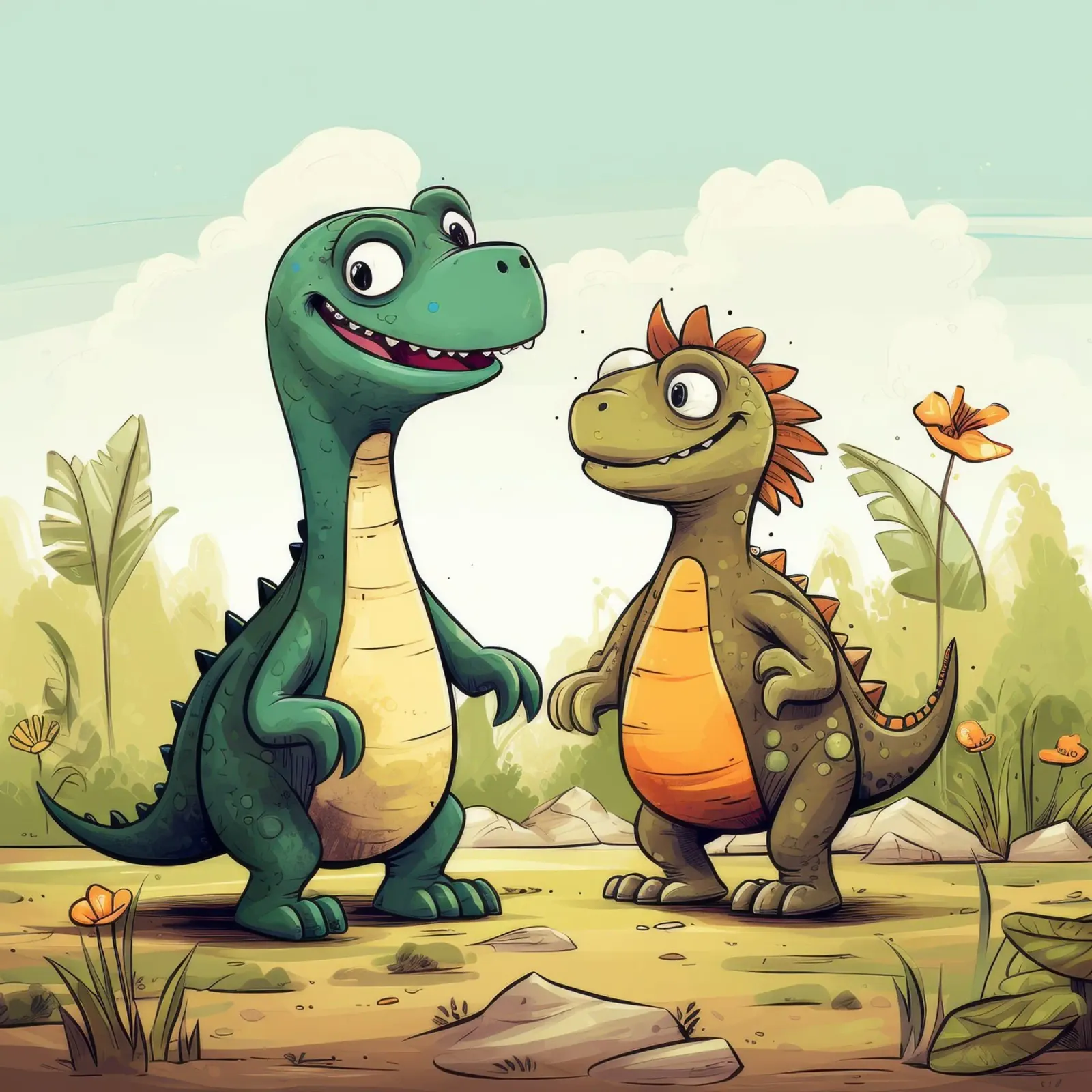 Retro Dinosaur Duo poster by Funny Animals