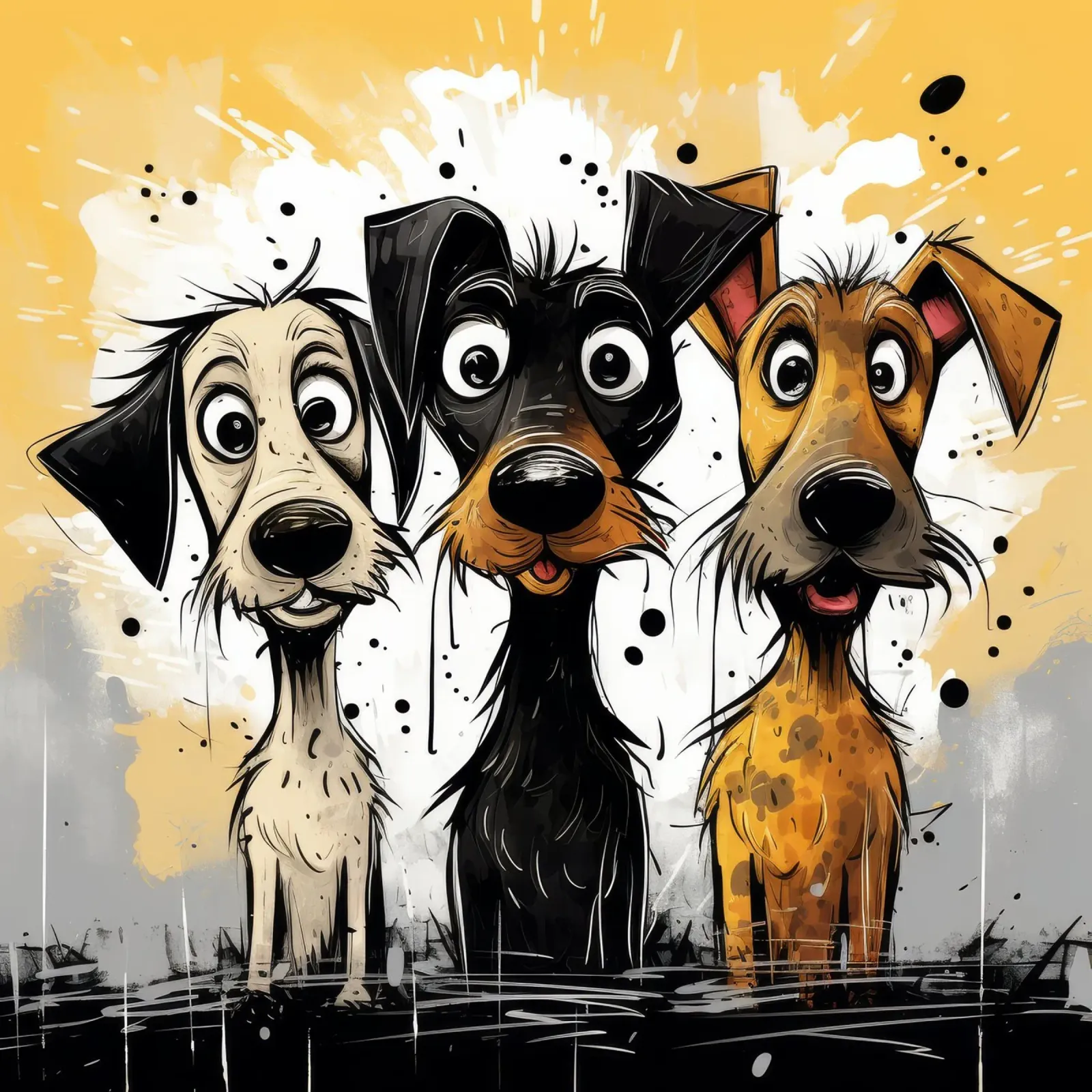 Dibujos animados retro divertidos de perros monos poster de Funny Animals