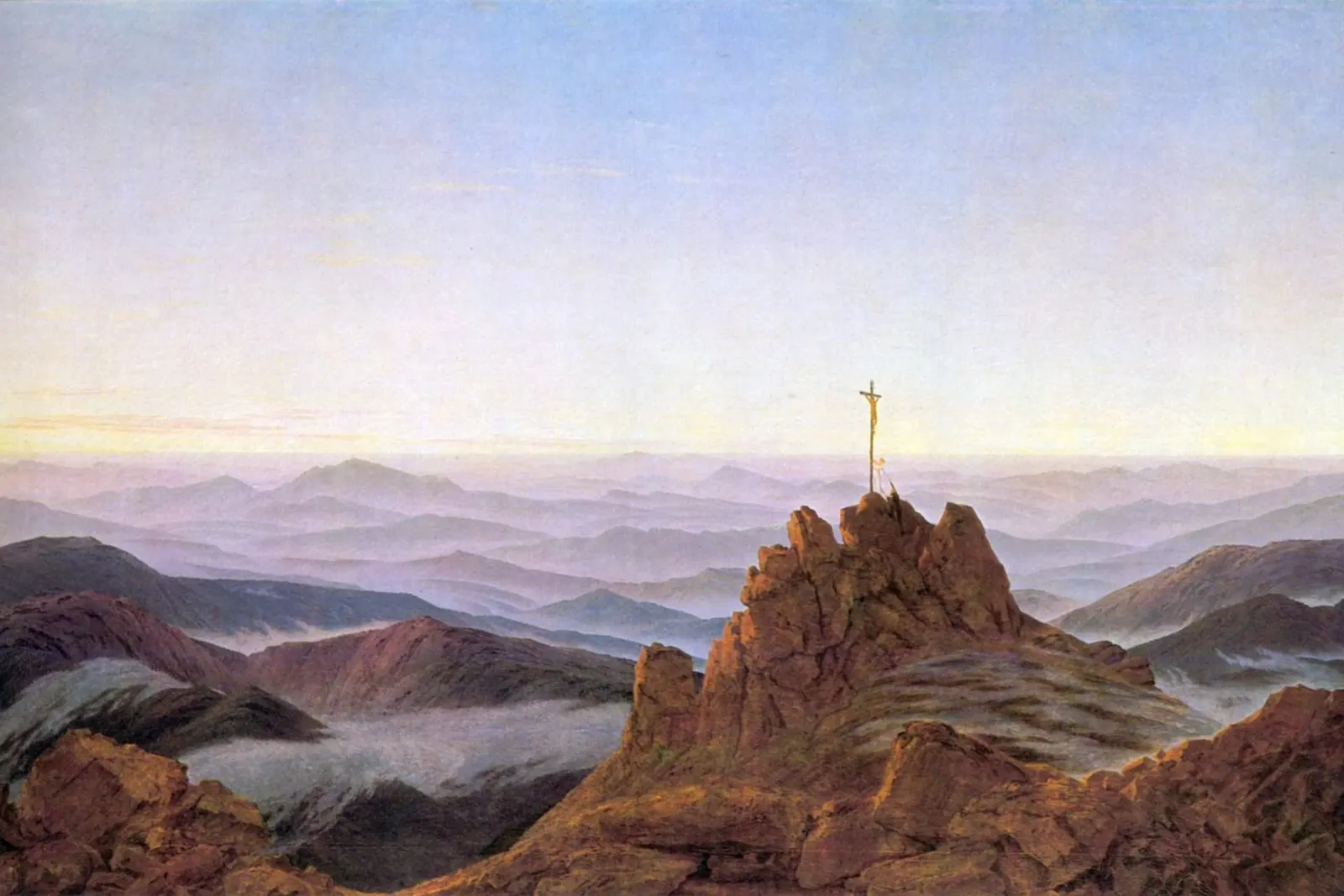Caspar David Friedrich - Mattino sui monti giganti pellicola backlit da Timeless Artworks