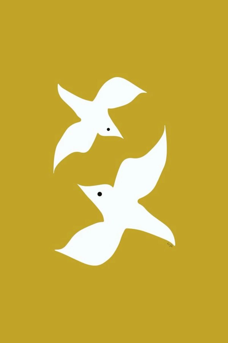 Birds in Mustard poster de Linda Gobeta