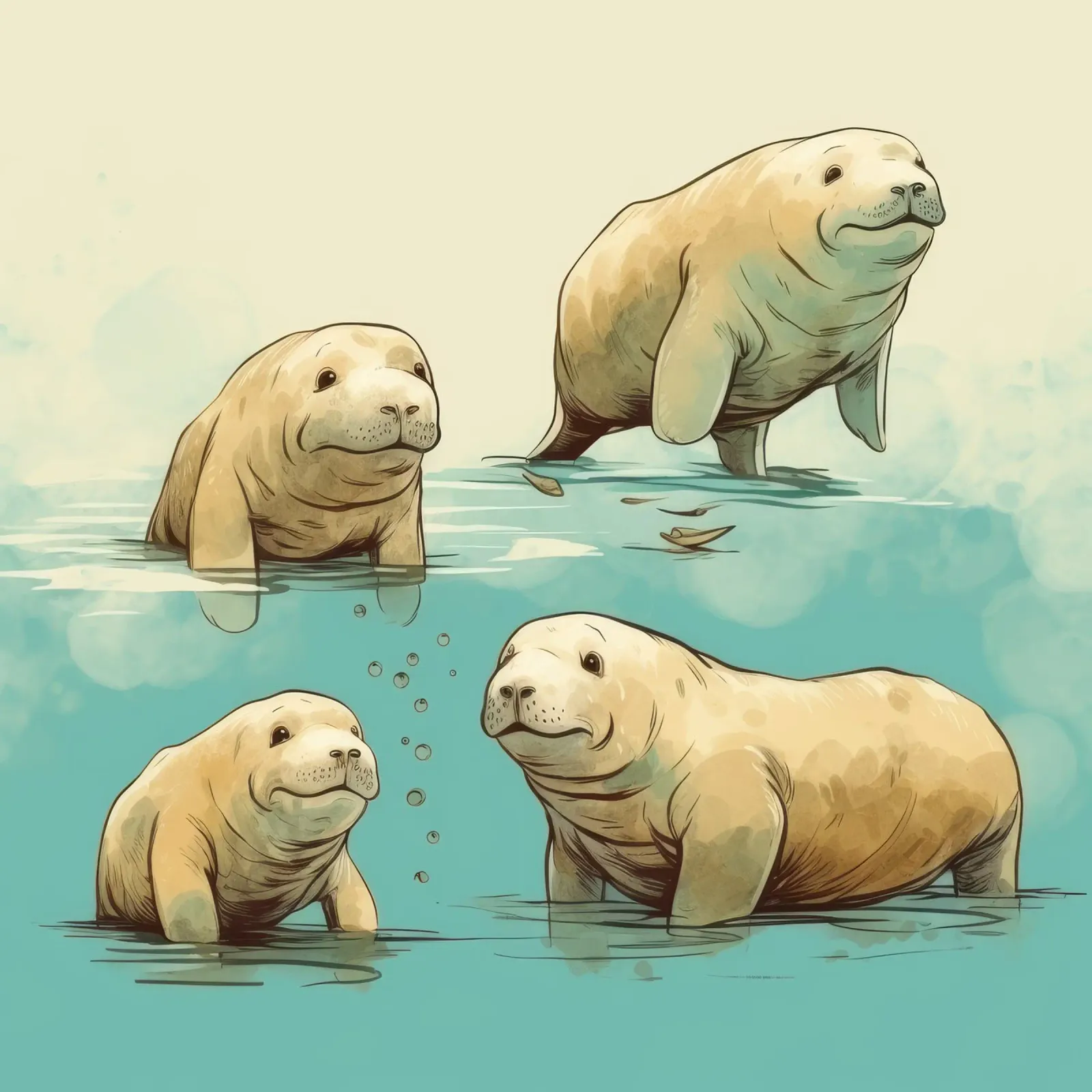Pandilla Retro Dugong hahnemühle de Funny Animals