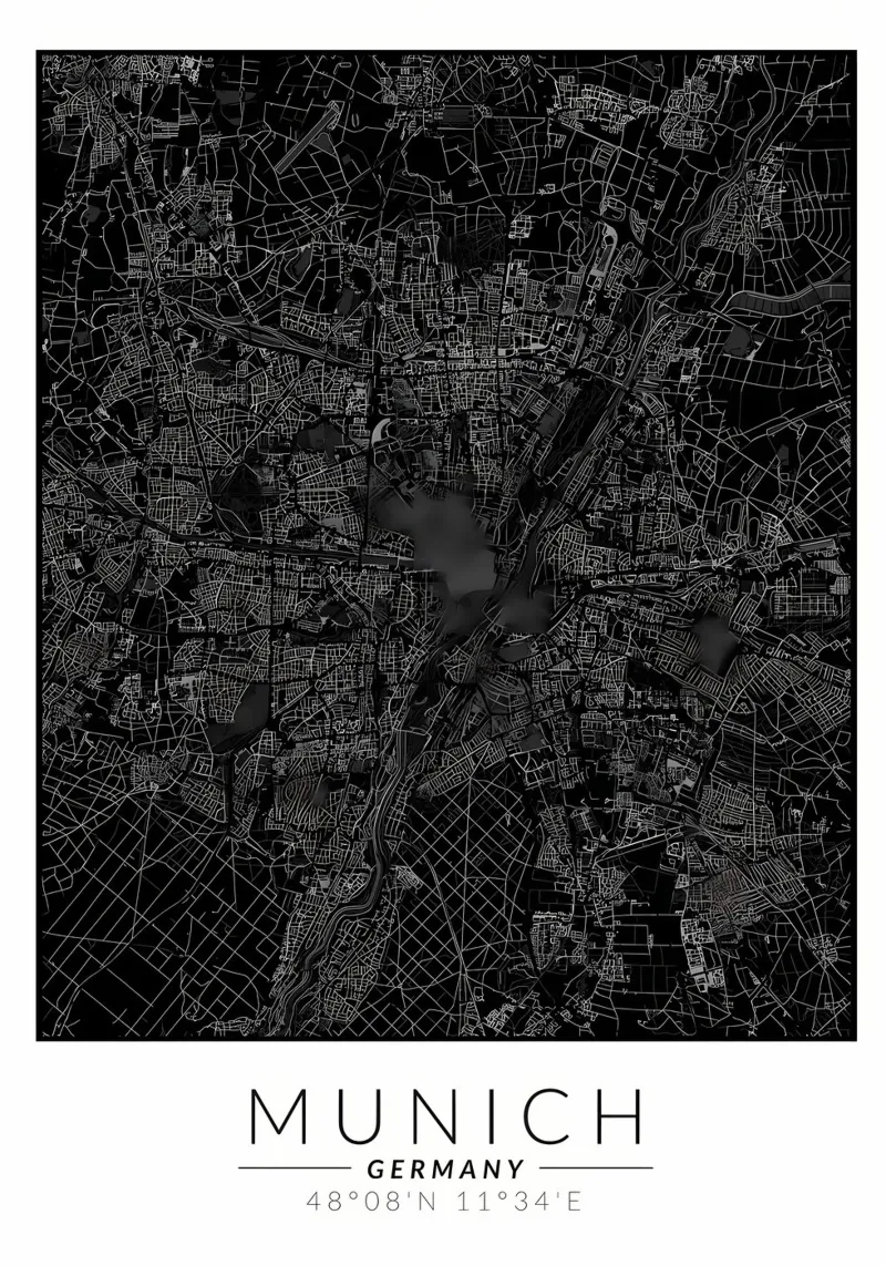 Mappa della città di Monaco pellicola backlit da Christopher Adams