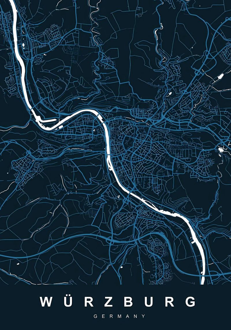 MAP WURZBURG GERMANY Poster von Christopher Adams