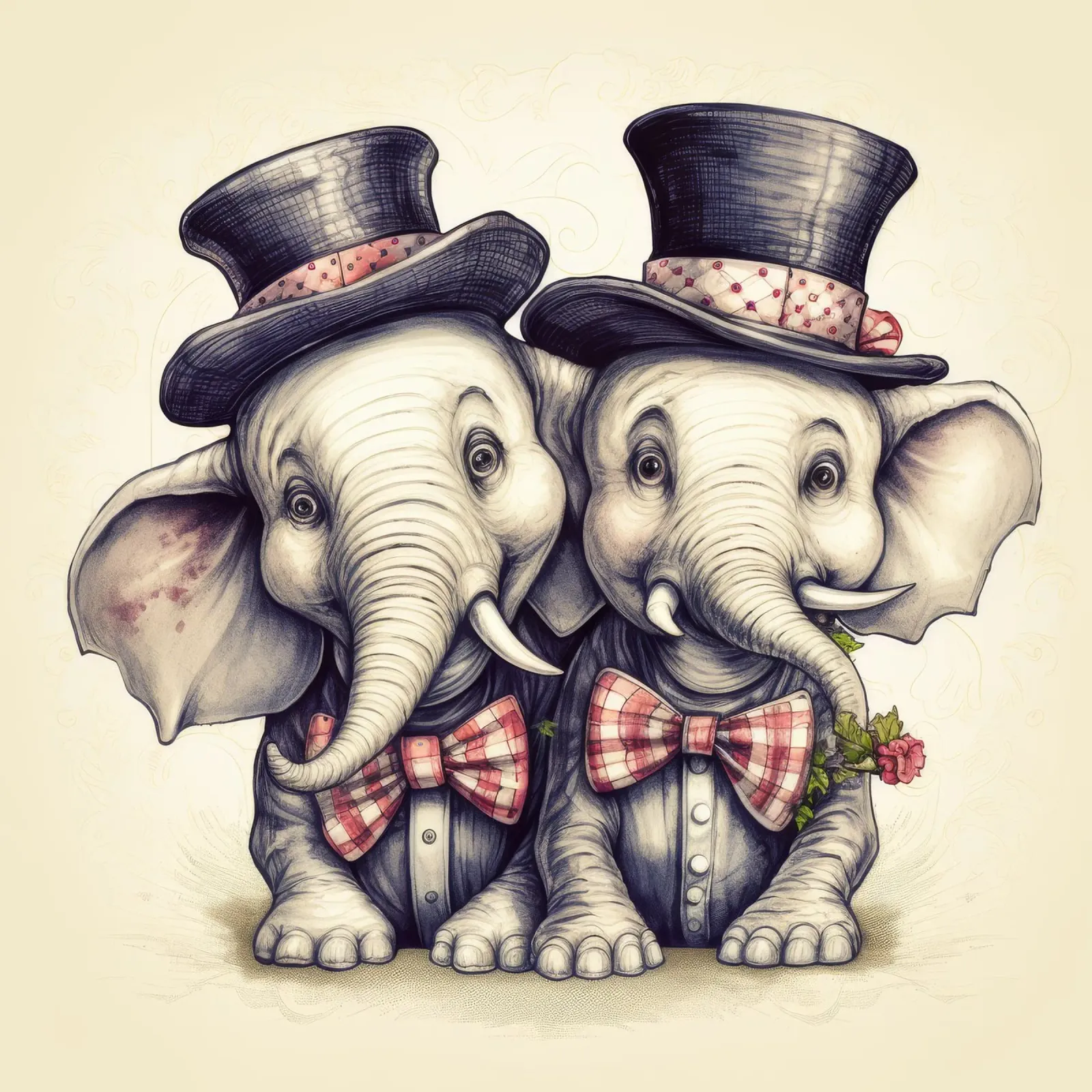 Retro Elephant Duo hahnemühle by Funny Animals