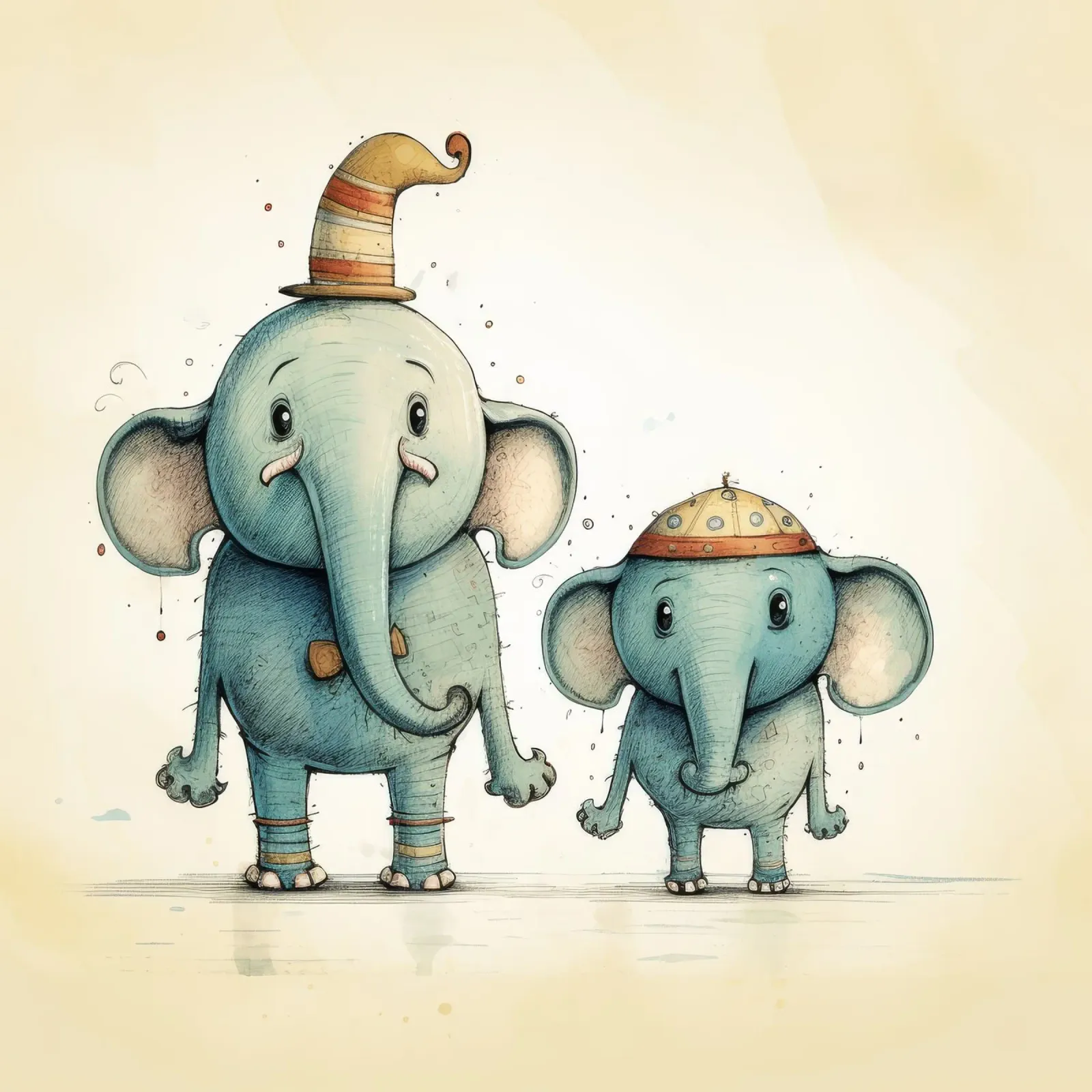 Retro-Elefant Duo Poster von Funny Animals